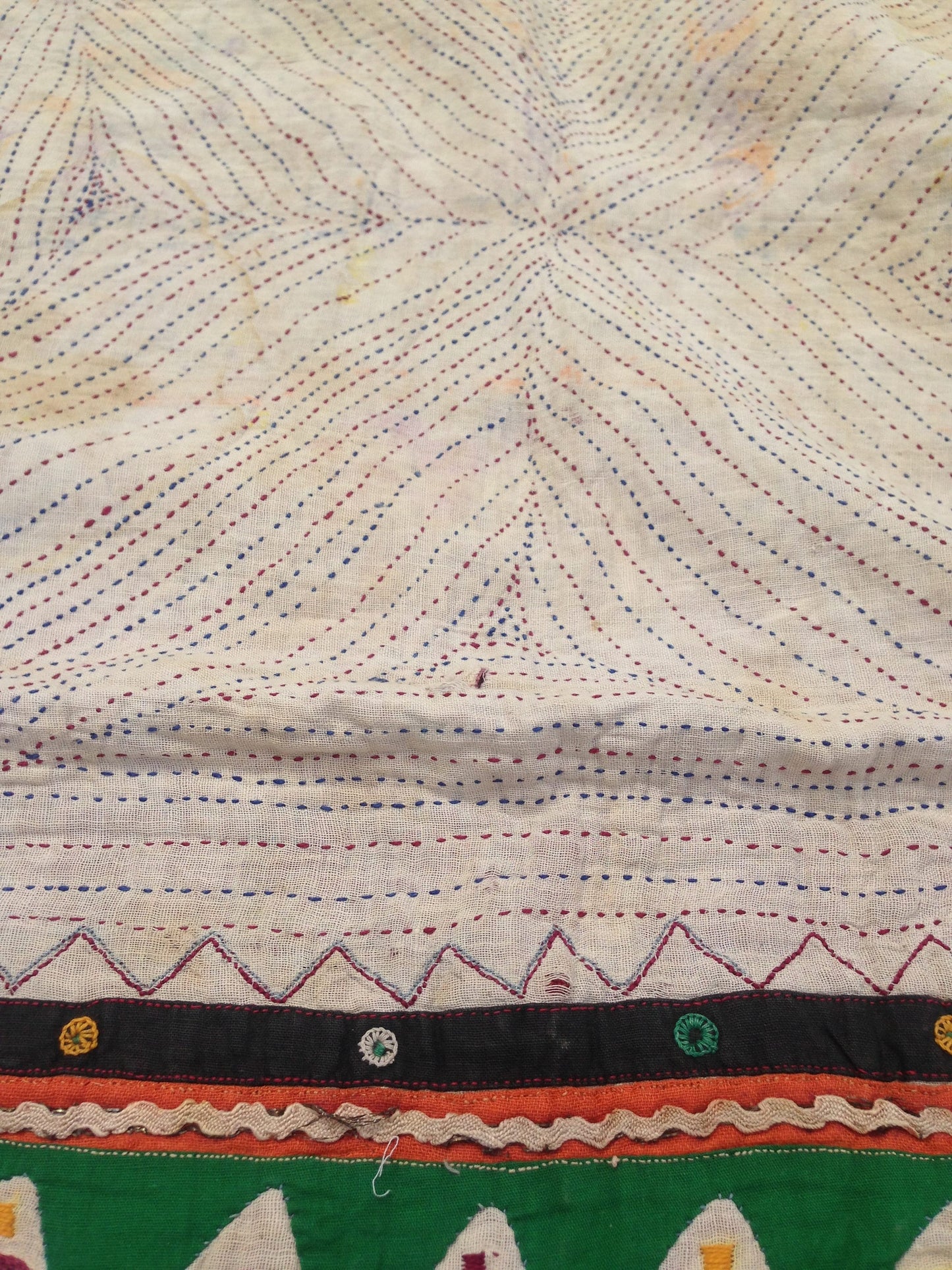 Vintage Hand Stitched Kantha, Banjara Dowry Bag/Pillow Case from Kutch With Hand Embroidery and Mirror Work