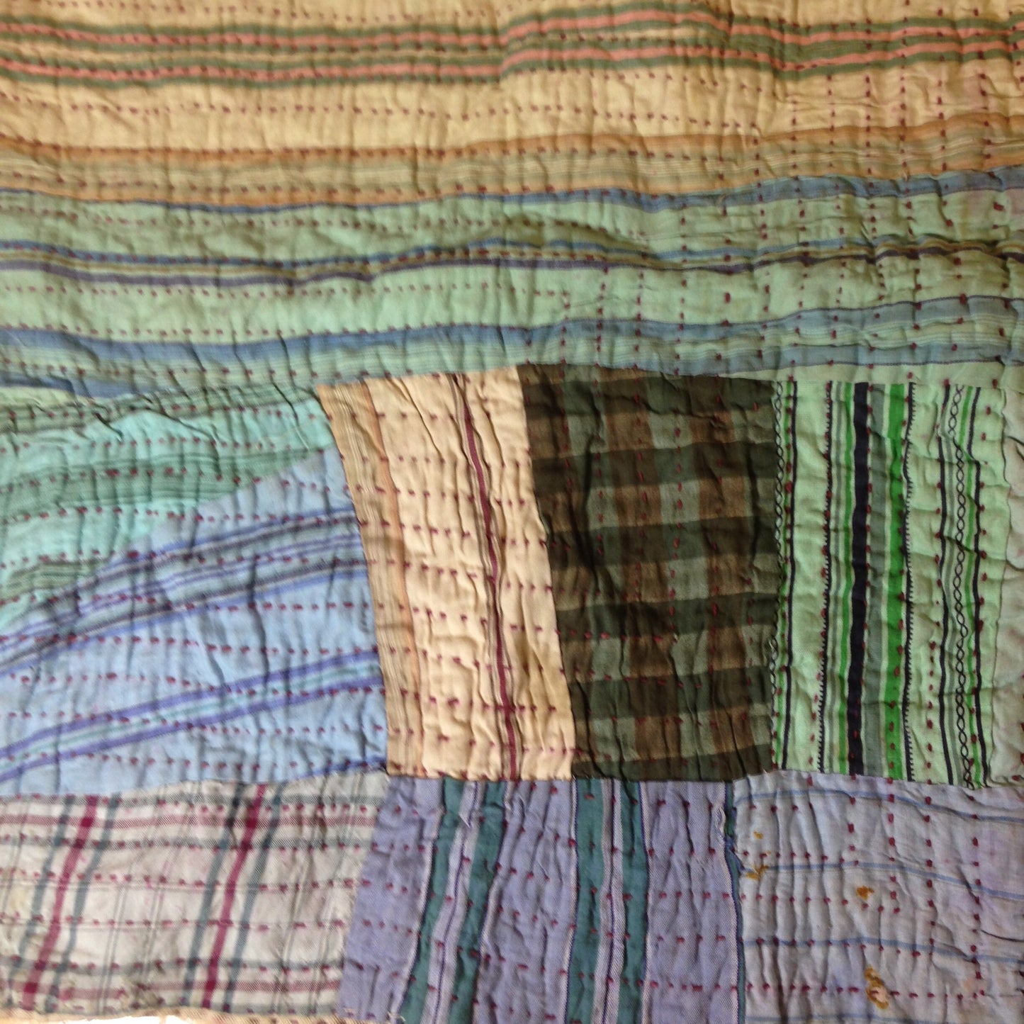 Antique Kutchi Dowry Bag/Cushion Cover With Applique. Mirror Work, Kantha and Hand Embroidery