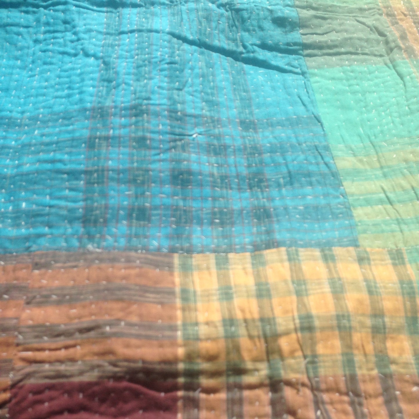 Vintage Hand-Stitched Kantha Throw Or Blanket From India