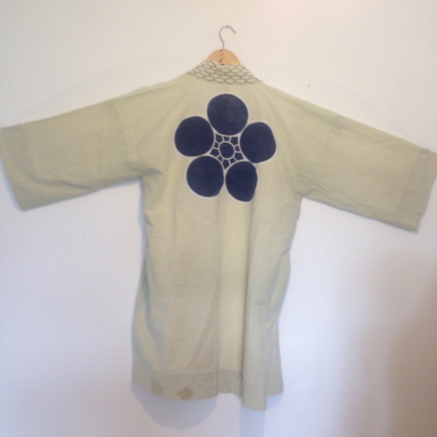 Vintage Japanese Cotton Boro Kimono- Antique Happi Jacket, Kusakizome