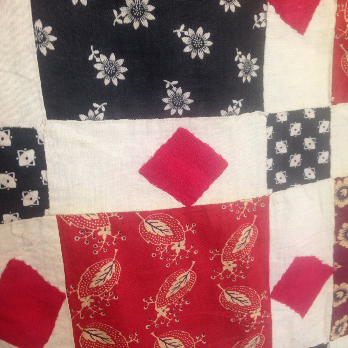 Antique Indian Patchwork Cotton Quilt With Applique