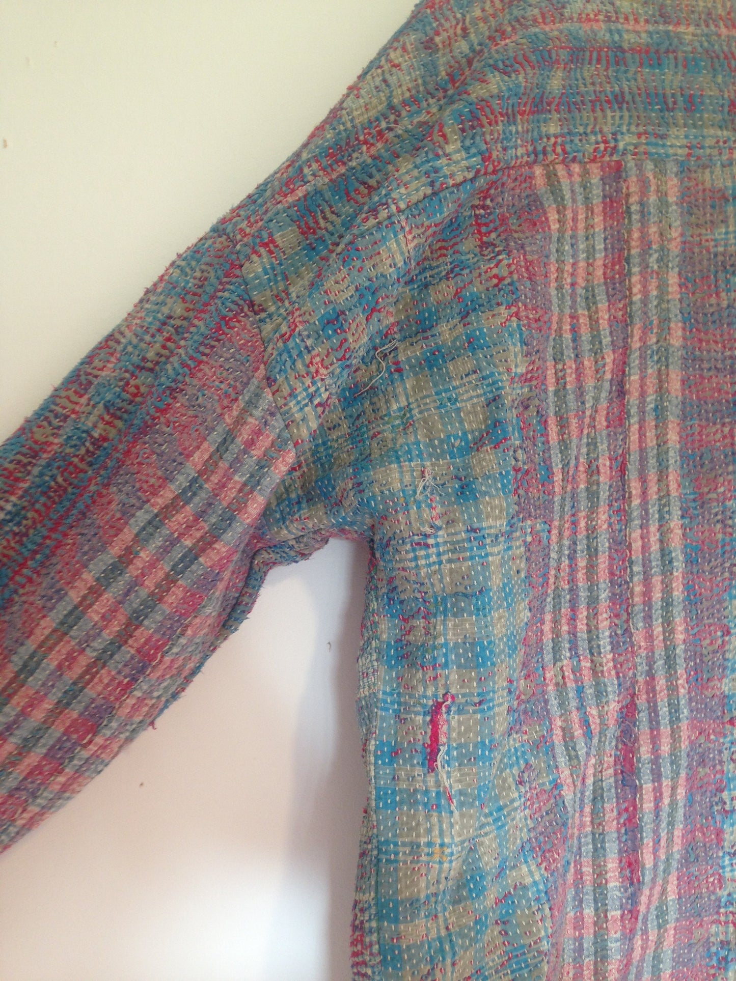 Indian Vintage Hand-Stitched Kantha Kimono Style Jacket - Unisex