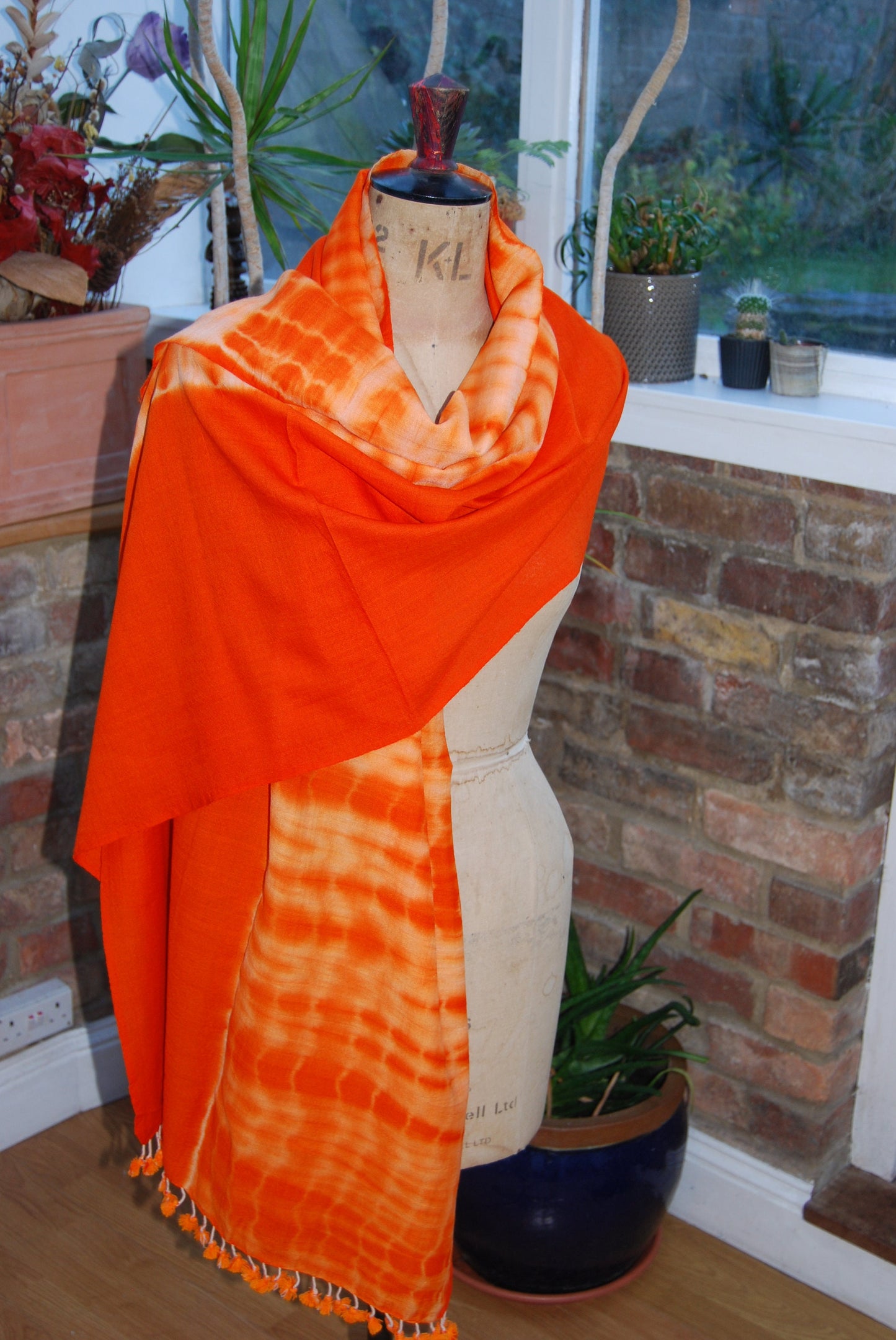 Tie Dye Shibori Merino Wool Shawl From Kutch, India