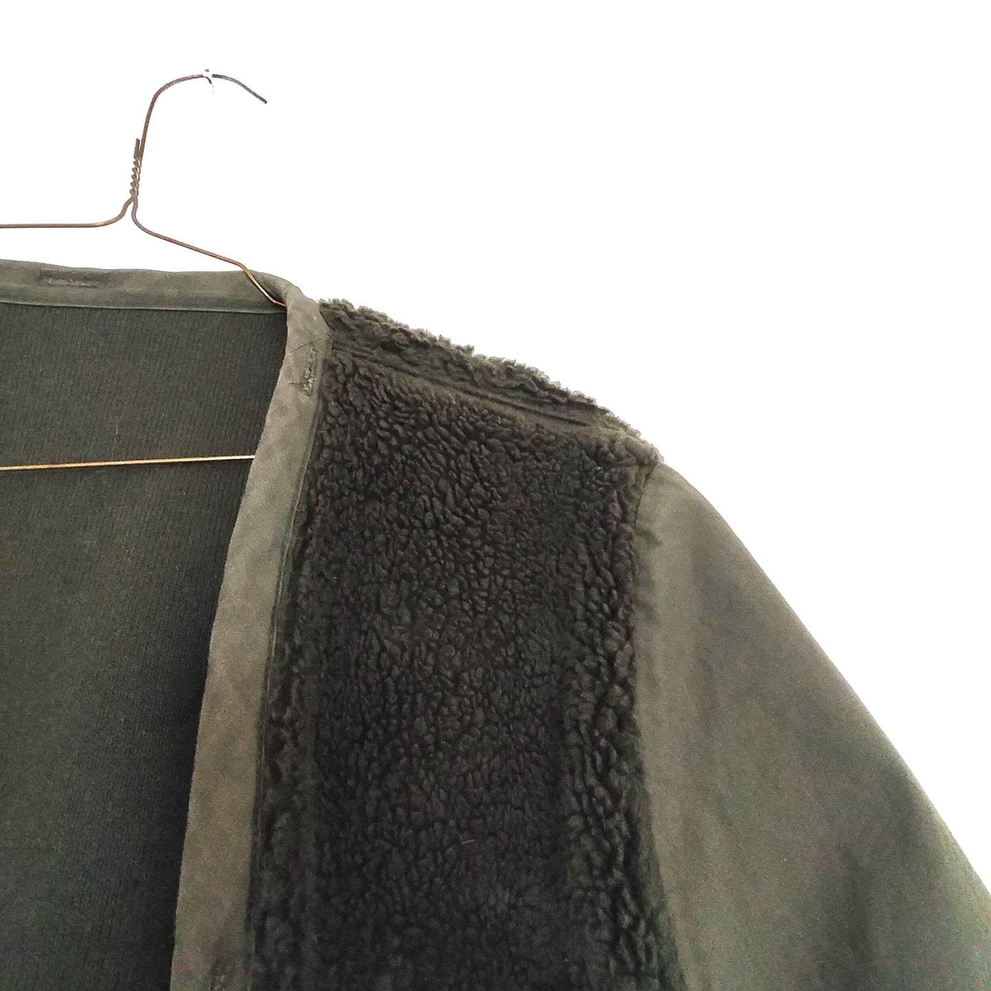 Vintage Army Issue Deep Pile Fleece Cardigan Kimono Liner With Contrast Sleeves. From the 1990’s