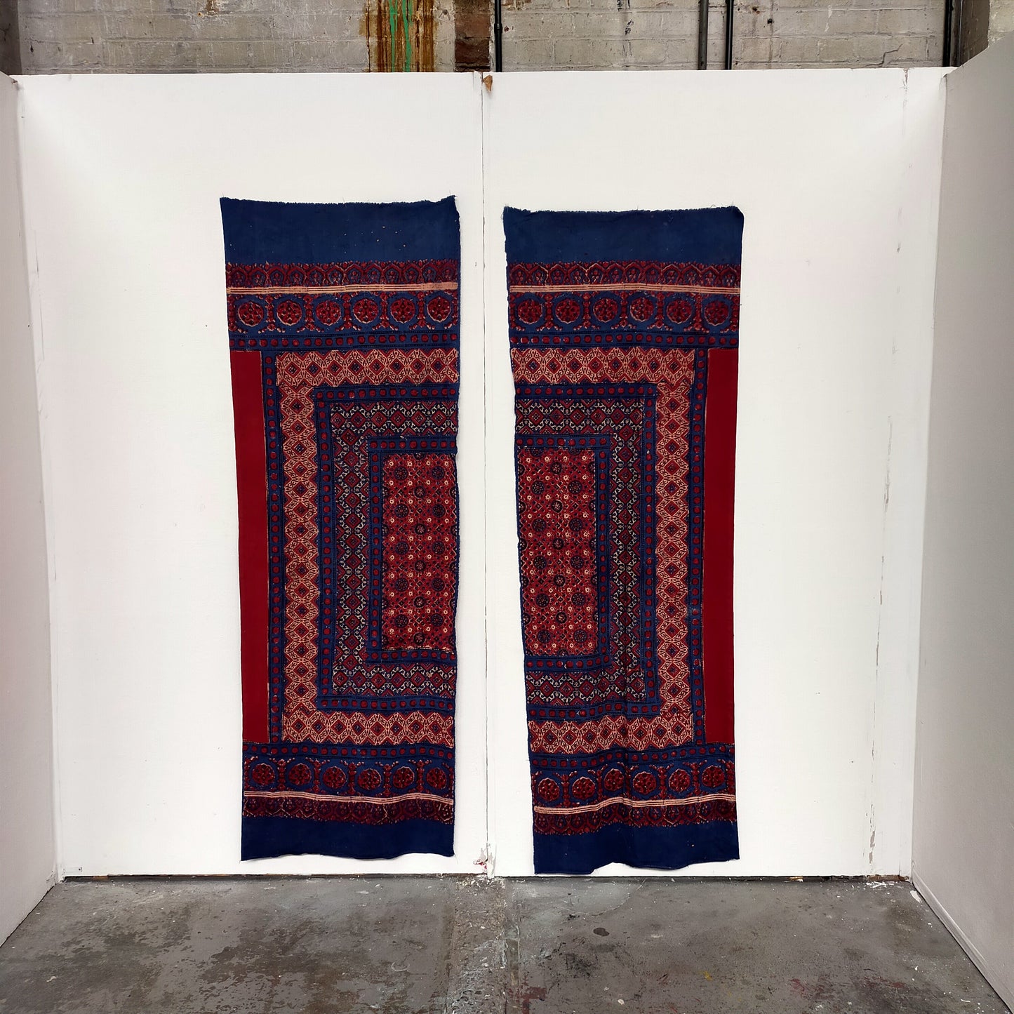Two Naturally Dyed, Ajrakh Block Printed Throws, Shawls Or Fabric