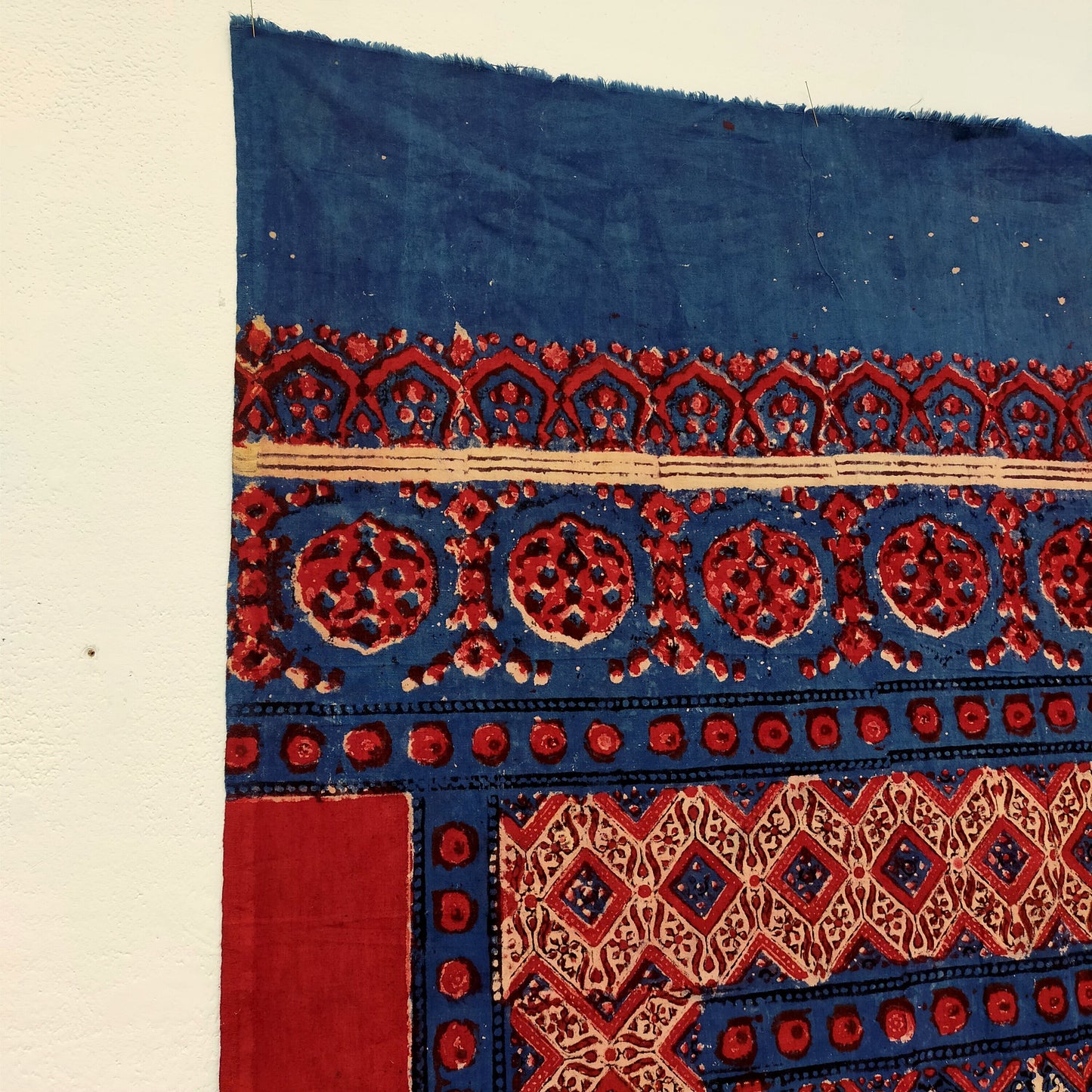 Two Naturally Dyed, Ajrakh Block Printed Throws, Shawls Or Fabric