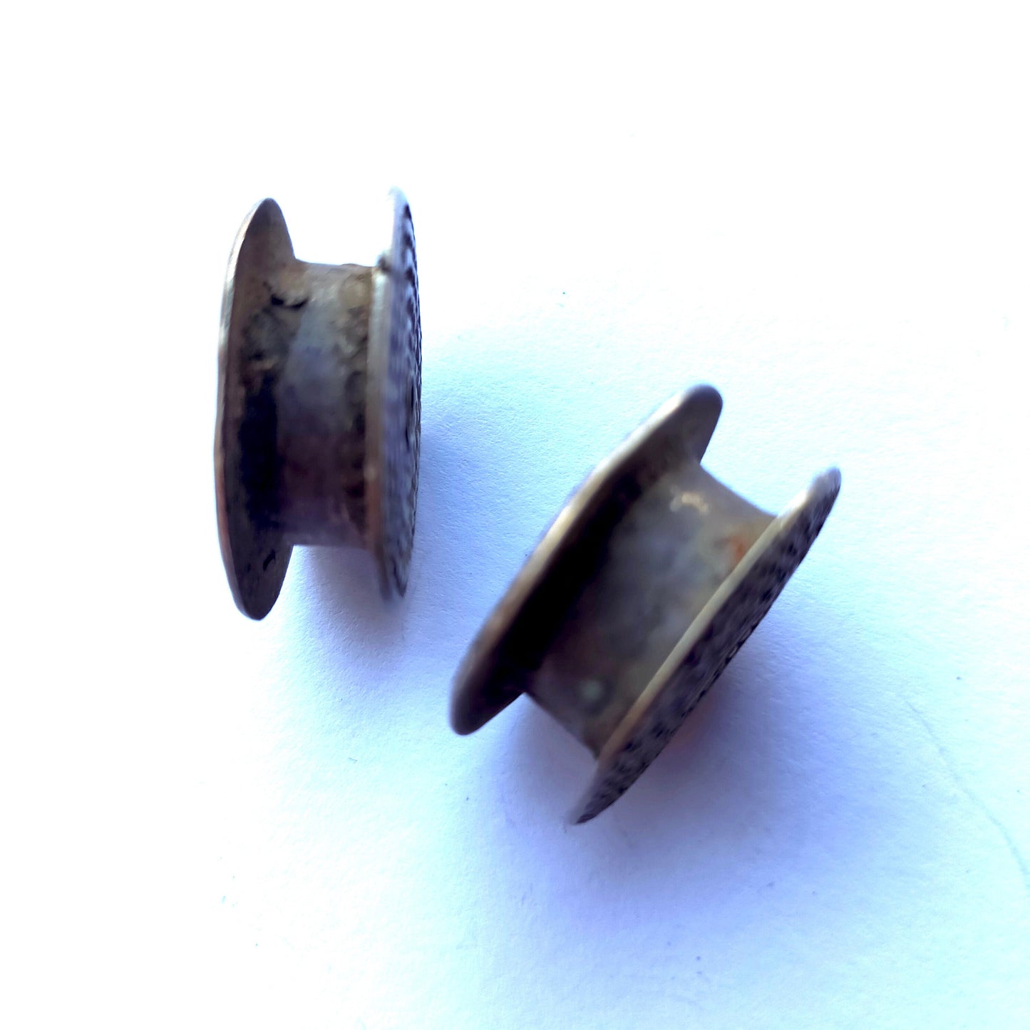 Vintage Silver Indian Flesh Tunnels From Kutch, India. Worn By Banjara Nomads