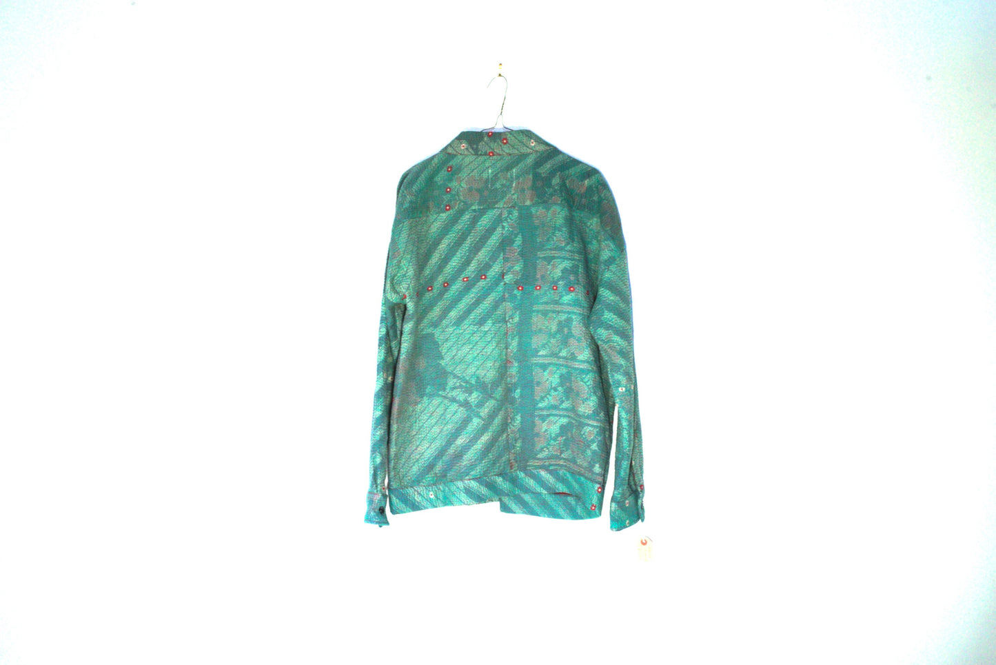 Fair Trade Kantha Kimono Jacket -Unisex Green Hand-Stitched