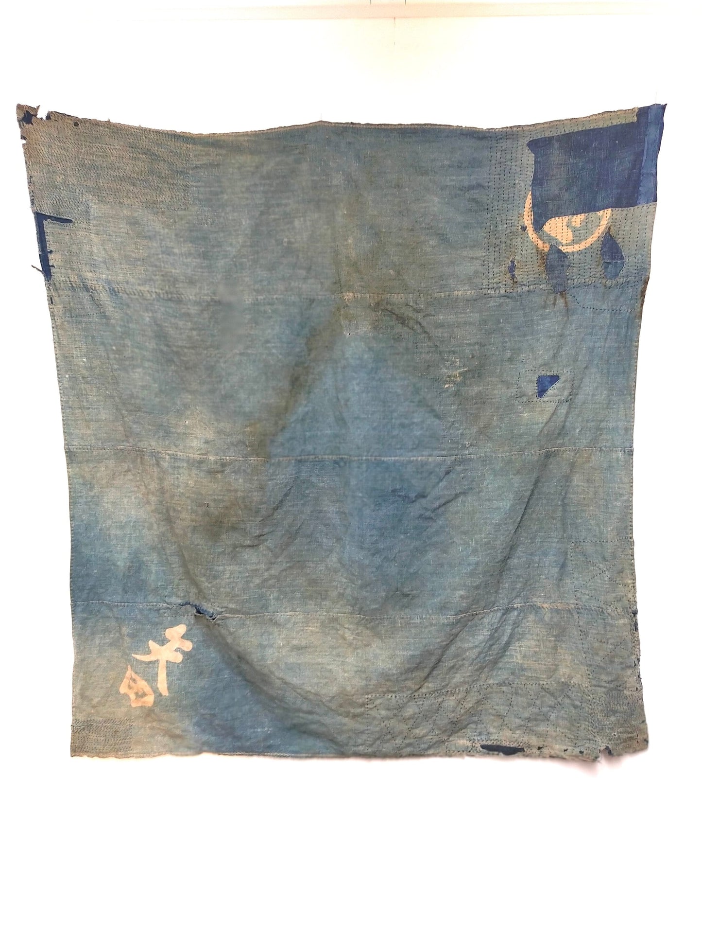Japanese Boro Vintage Indigo Wrapping Cloth FUROSHIKI Tattered Sashiko