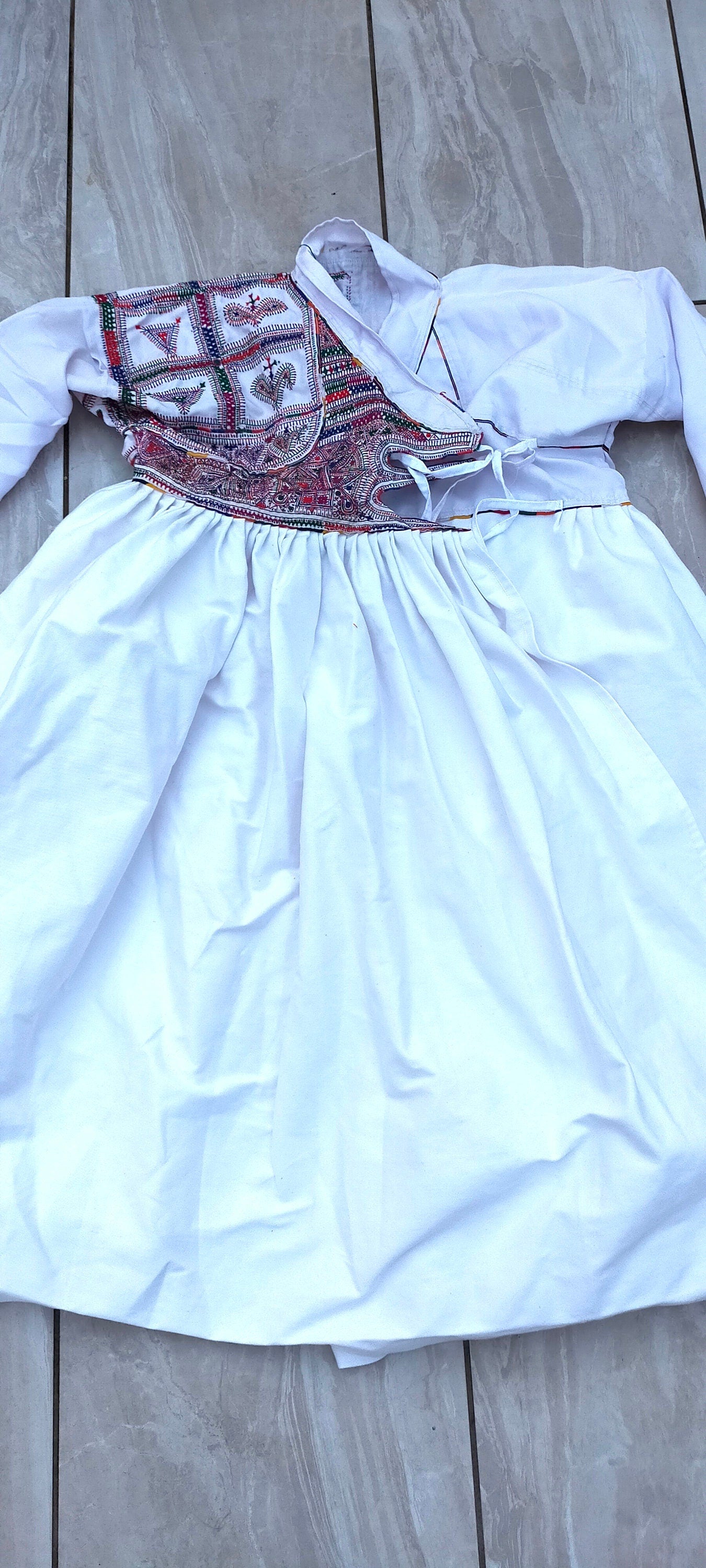 Vintage Indian Hand Embroidered Mens Rabari Shirt (kedia) Banjara Nomadic Tribal Long Half Finished