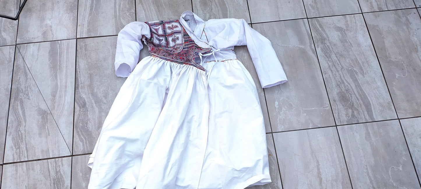 Vintage Indian Hand Embroidered Mens Rabari Shirt (kedia) Banjara Nomadic Tribal Long Half Finished
