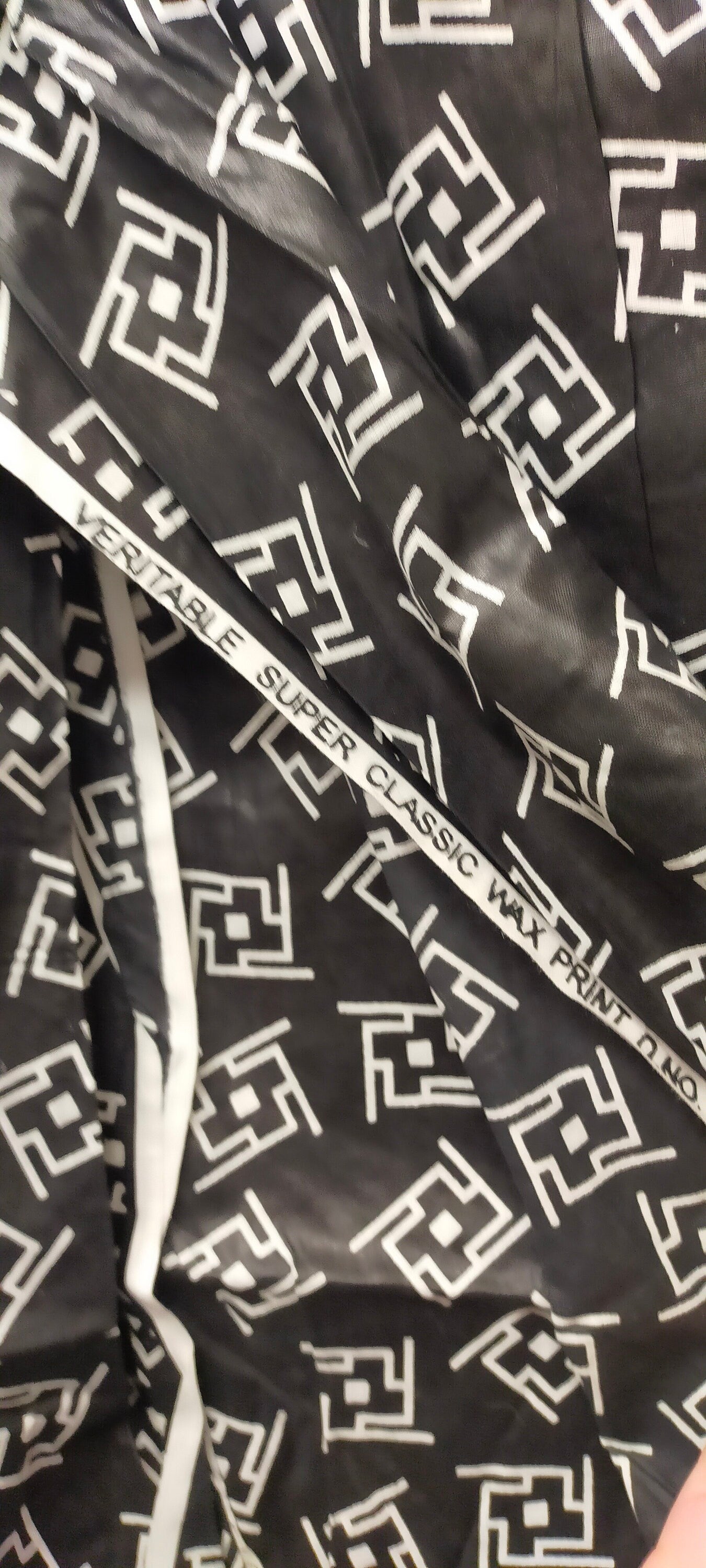 West African Black and White Wax Print Cotton Fabric