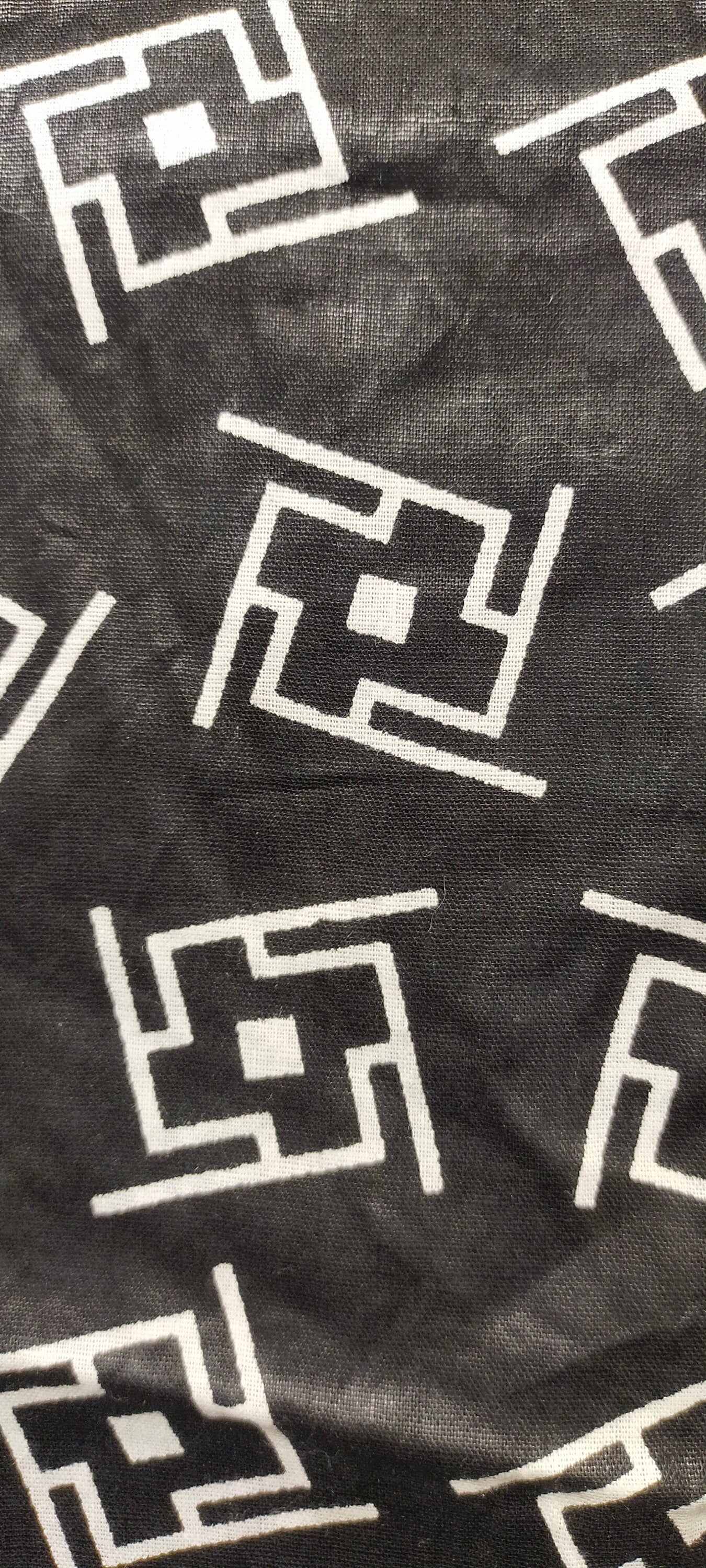 West African Black and White Wax Print Cotton Fabric
