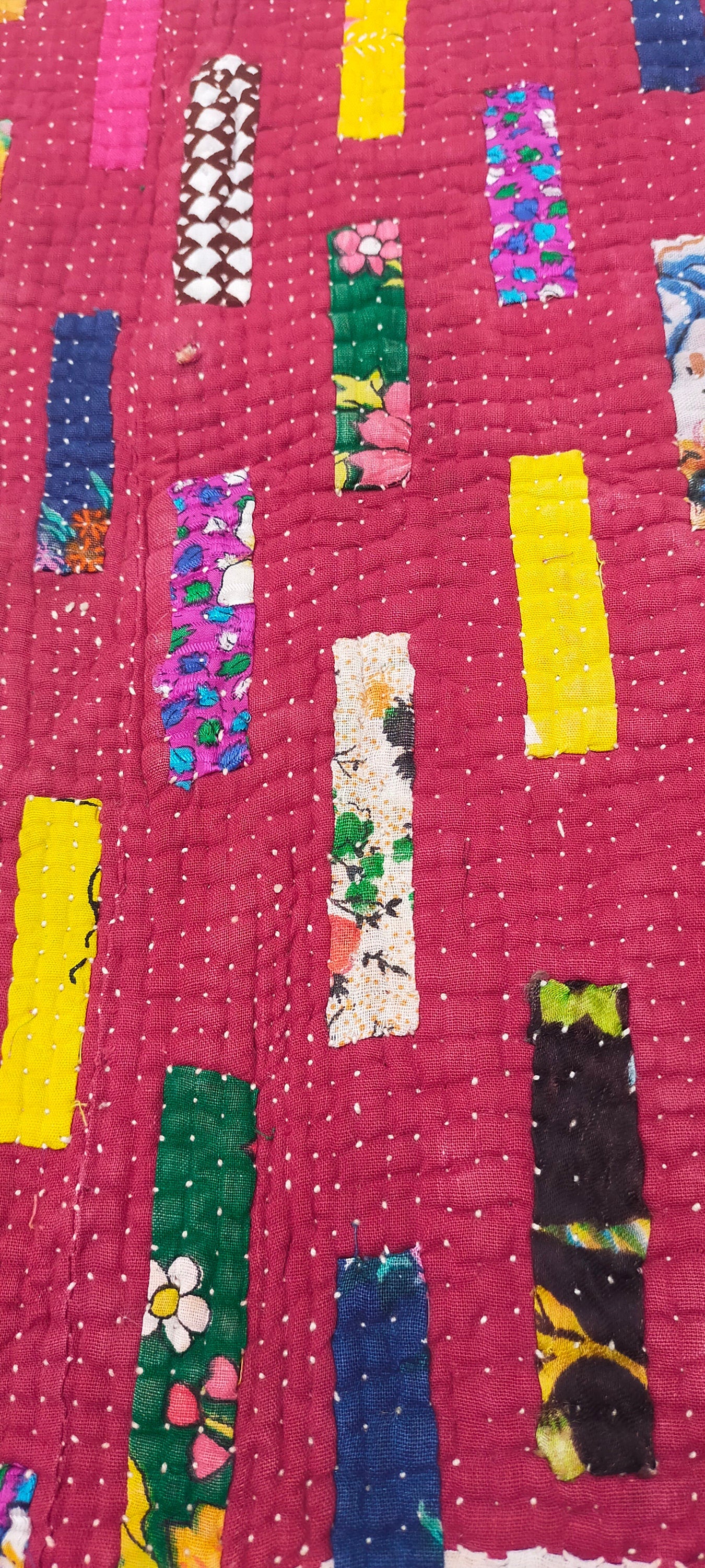 Patchwork Hand Stitched Indian Kantha Godhari From Kutch, Gujarat