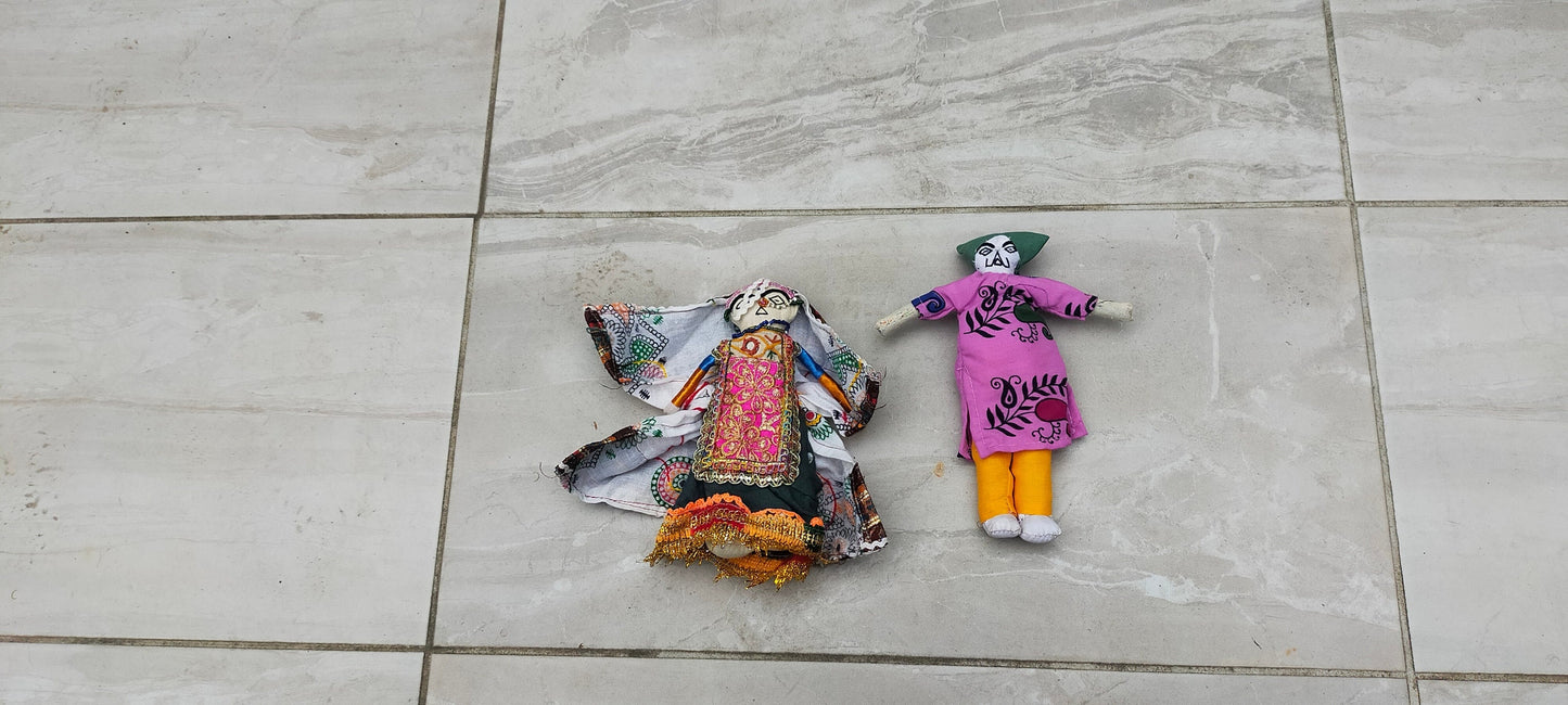 Set Of 2 Handmade Dolls From The Meghwal Tribe Of Kutch Gujarat Christmas Tree Decorations