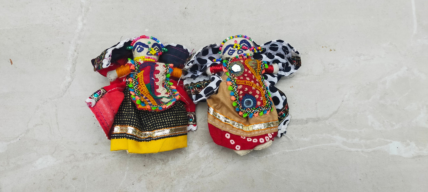 Set Of 2 Handmade Dolls From The Meghwal Tribe Of Kutch Gujarat