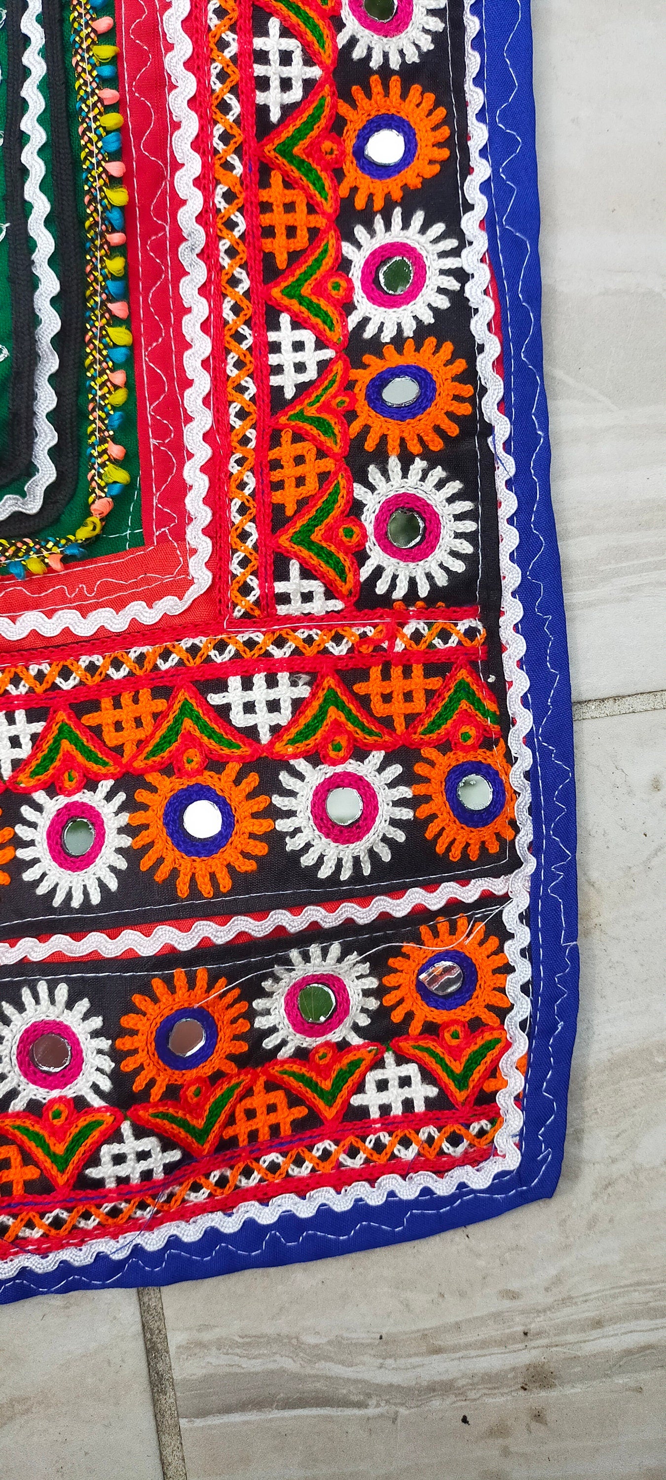 Hand-Beaded Mirrorwork Banjara Tunic Dress Made By The Meghwal Nomadic Tribe From Kutch, Gujarat