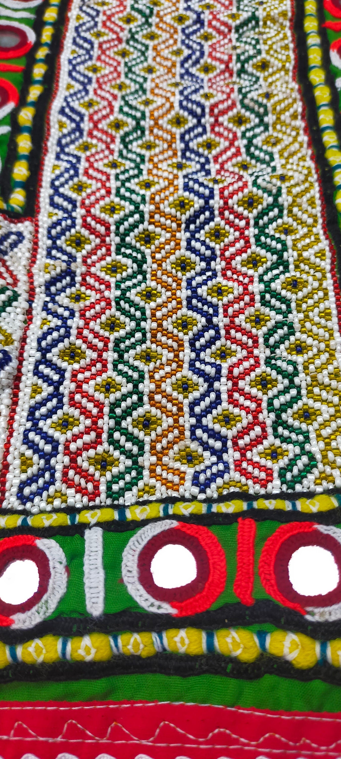 Beaded Mirror work Banjara Tunic Dress Made By The Meghwal Nomadic Tribe From Kutch, Gujarat - Hippy Festival Wear