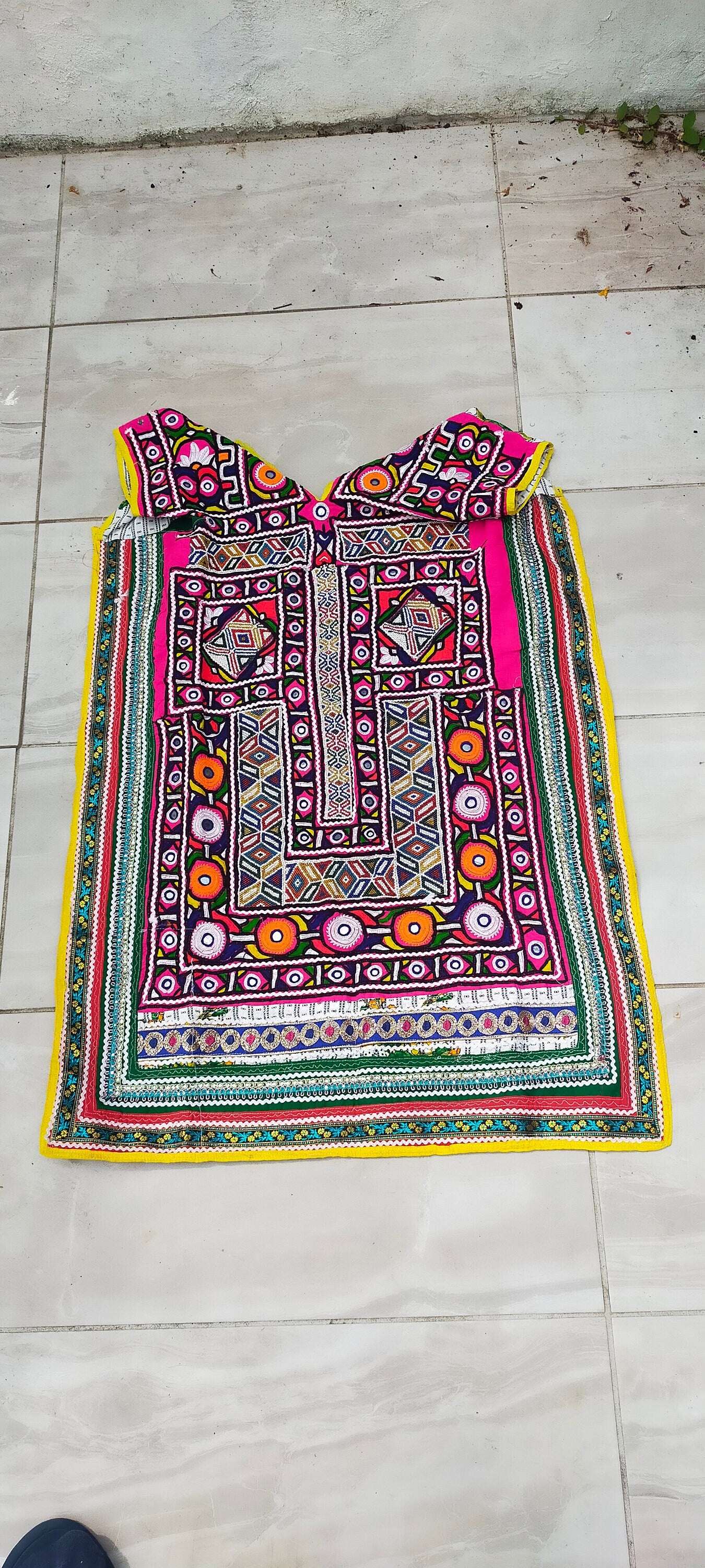 Beaded Mirror-Work Banjara Tunic Dress Made By The Meghwal Nomadic Tribe From Kutch, Gujarat - Intricate Hand Embroidered
