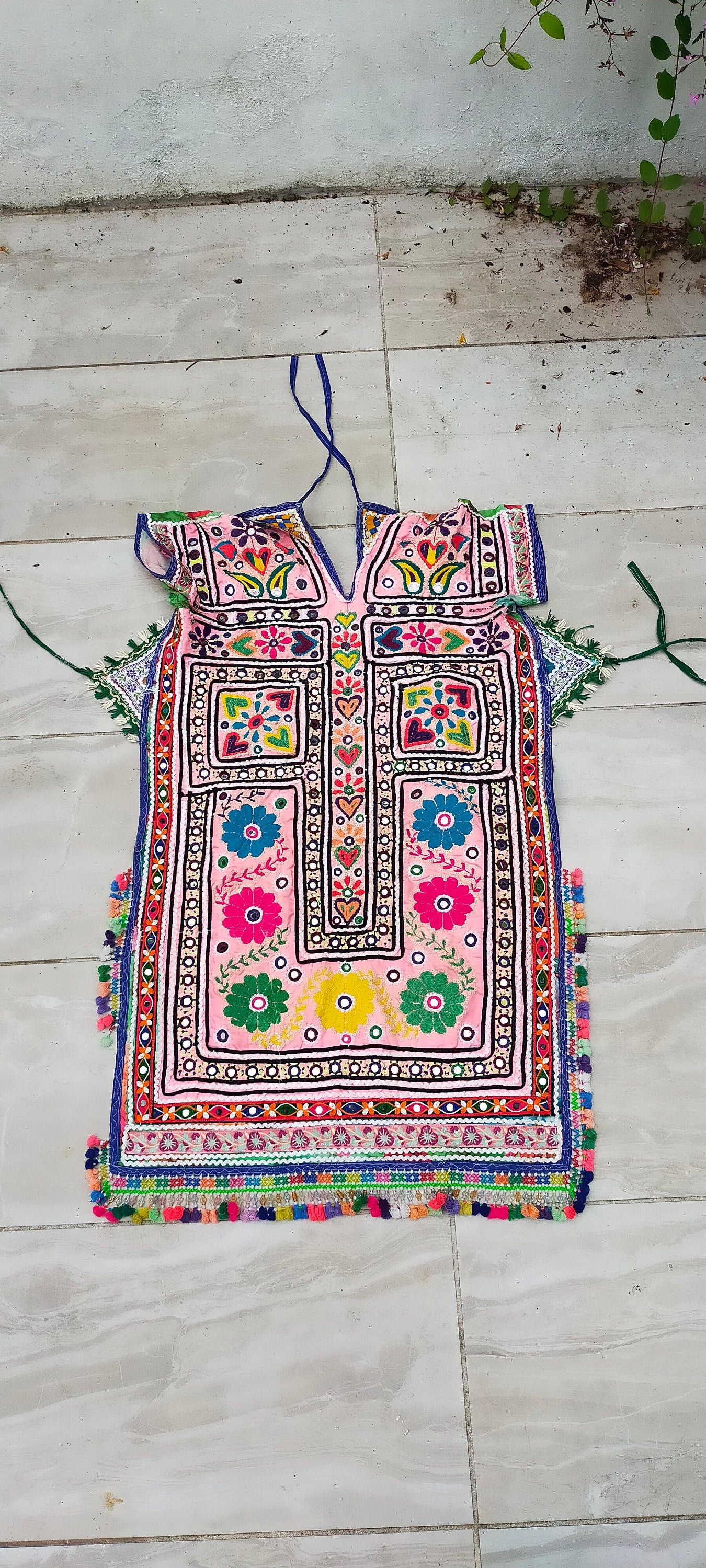 Hand-Stitched Beaded Mirror work Banjara Tunic Dress Made By The Meghwal Nomadic Tribe From Kutch, Gujarat