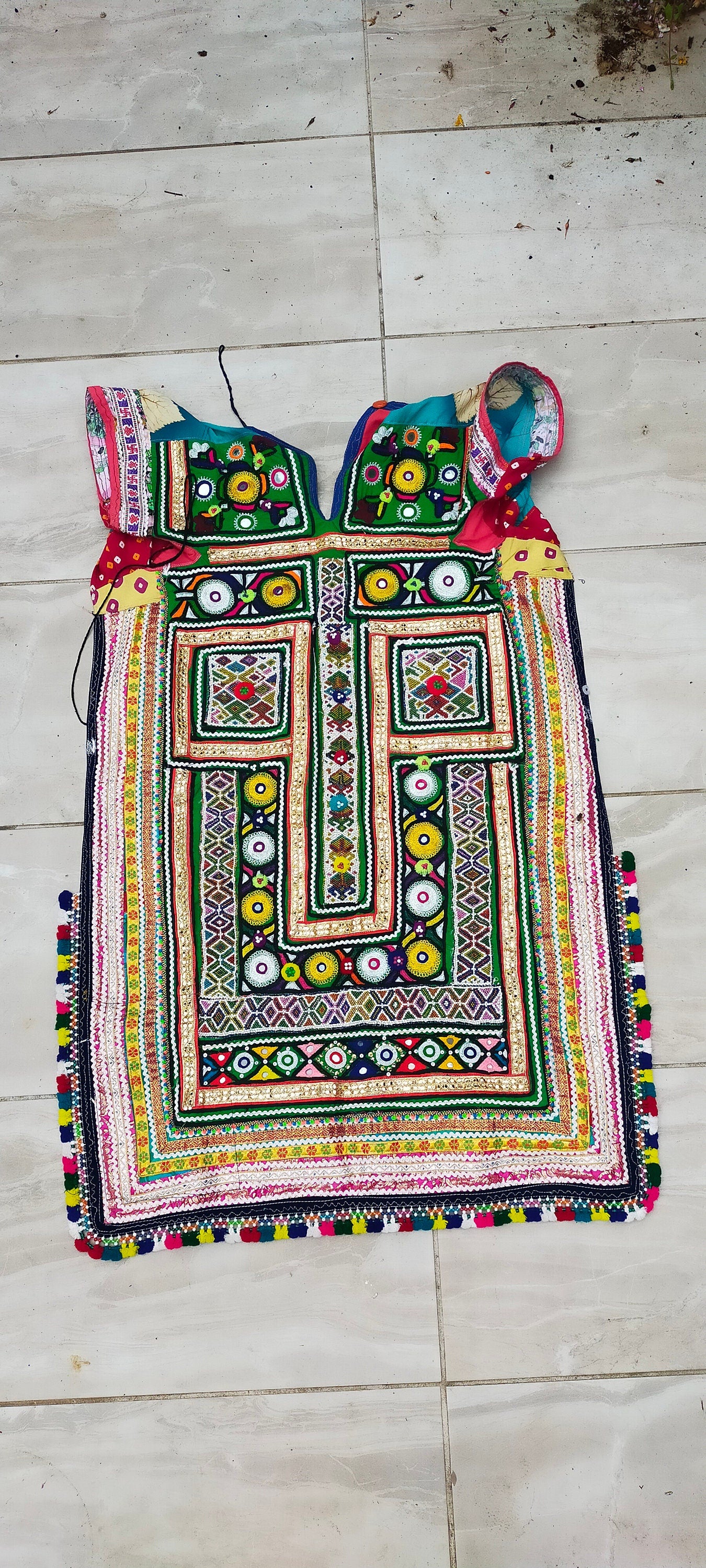 Beaded Mirror work Banjara Tunic Dress Made By The Meghwal Nomadic Tribal Group From Kutch, Gujarat