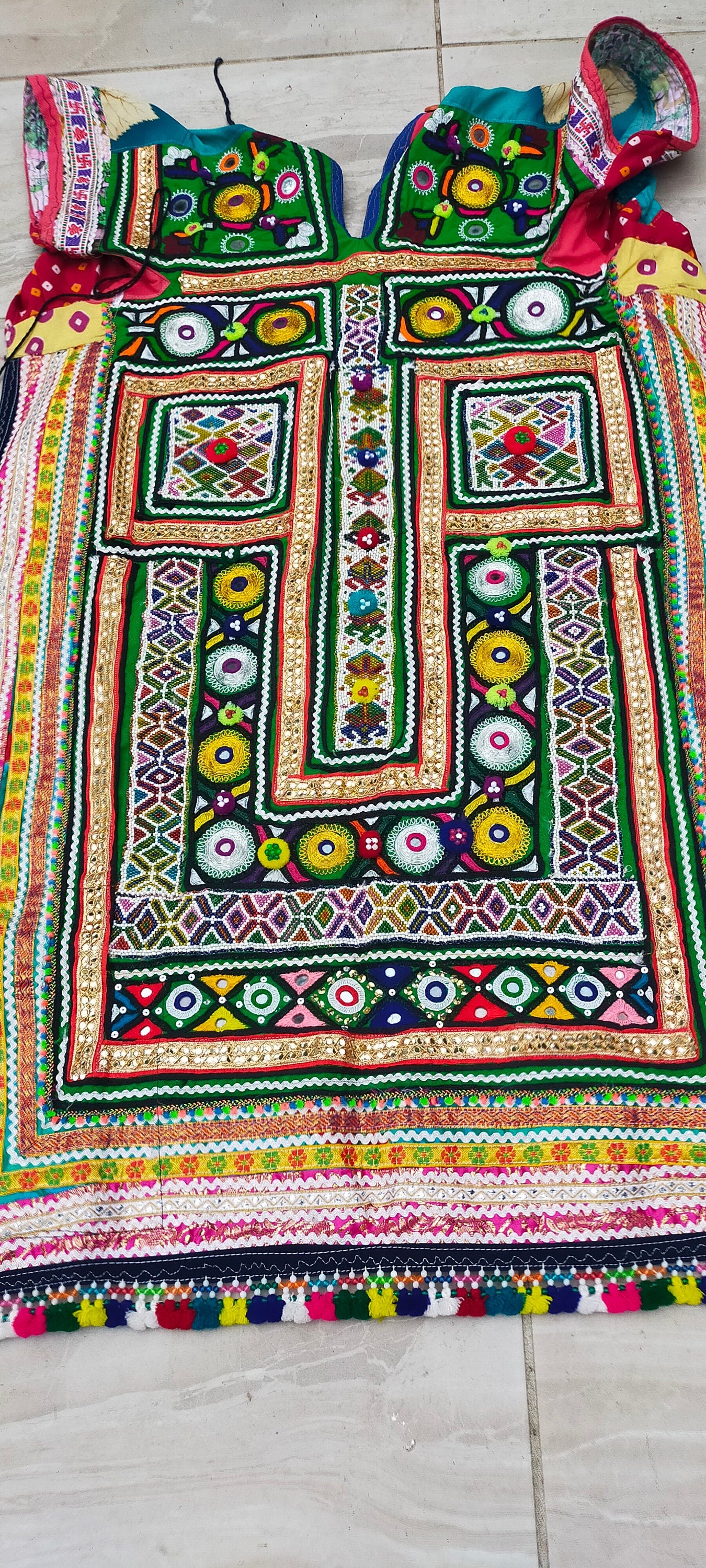 Beaded Mirror work Banjara Tunic Dress Made By The Meghwal Nomadic Tribal Group From Kutch, Gujarat