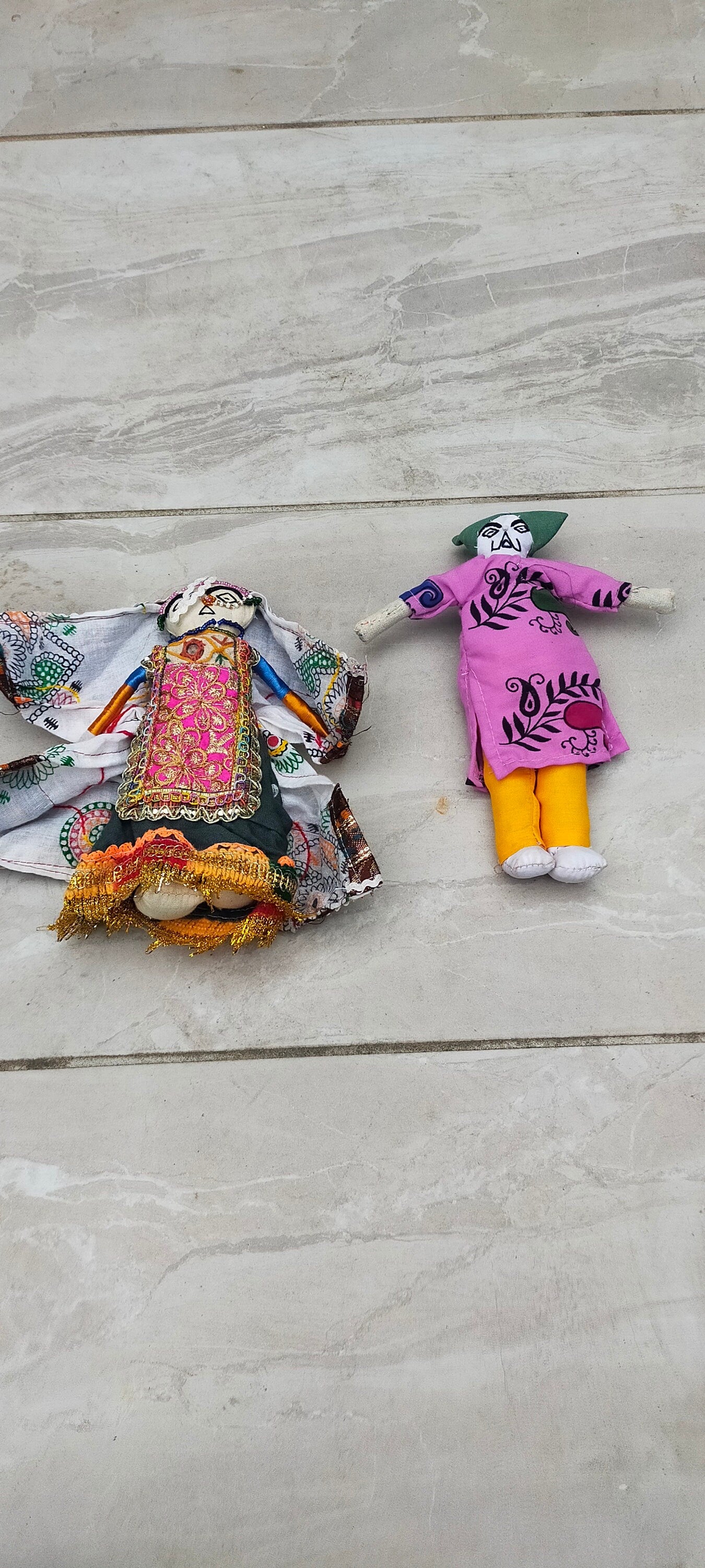Set Of 2 Handmade Dolls From The Meghwal Tribe Of Kutch Gujarat Christmas Tree Decorations