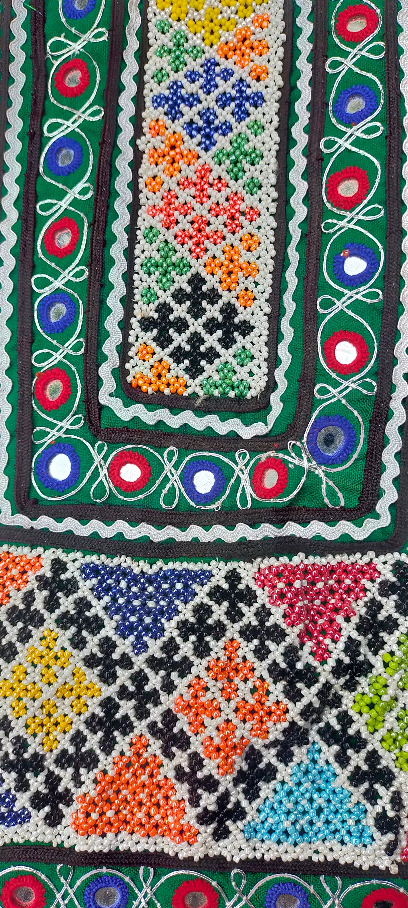 Hand-Beaded Mirrorwork Banjara Tunic Dress Made By The Meghwal Nomadic Tribe From Kutch, Gujarat