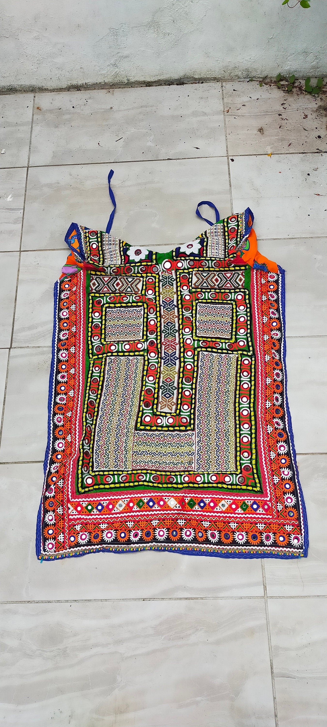 Beaded Mirror work Banjara Tunic Dress Made By The Meghwal Nomadic Tribe From Kutch, Gujarat - Hippy Festival Wear