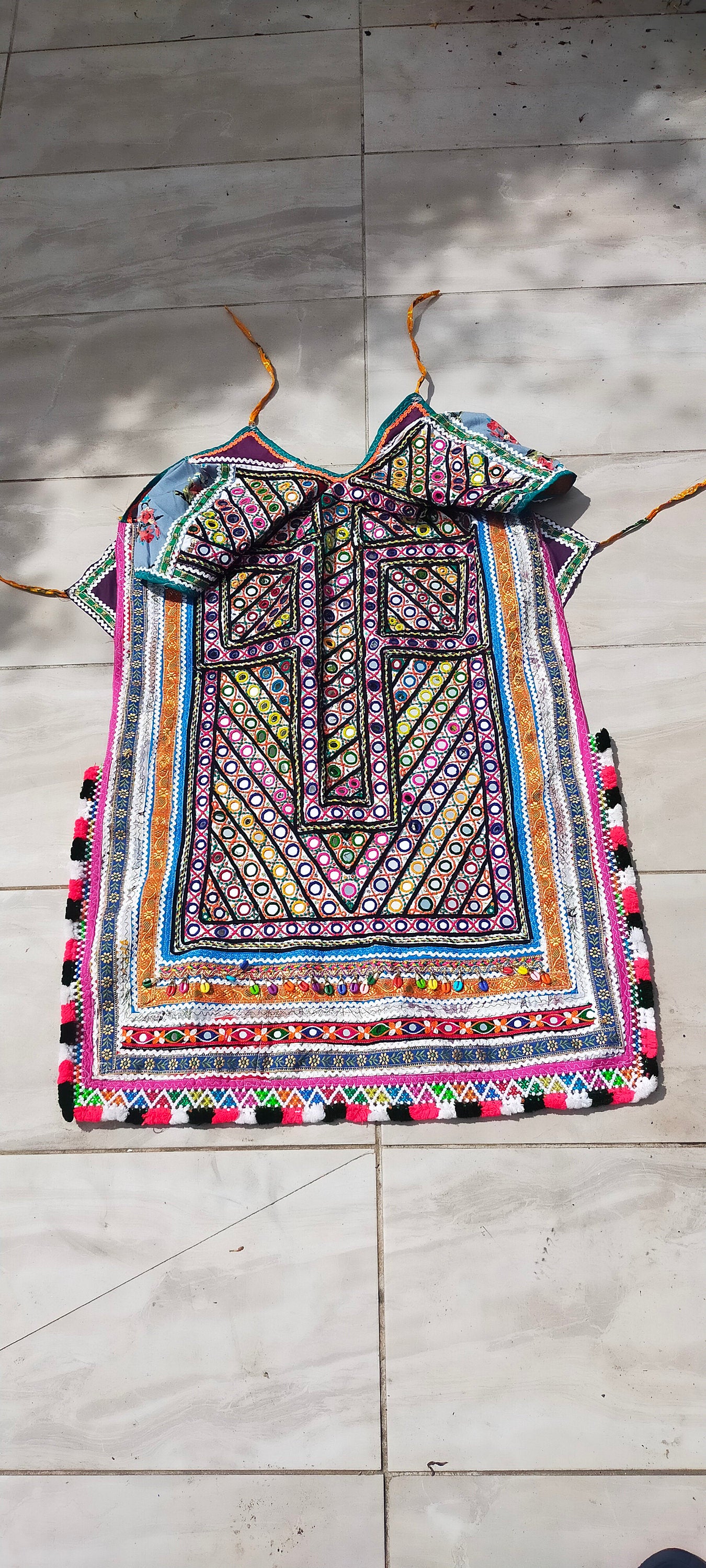 Intricate Hand Embroidered And Beaded Mirror work Banjara Tunic Dress Made By The Meghwal Nomadic Tribe From Kutch, Gujarat