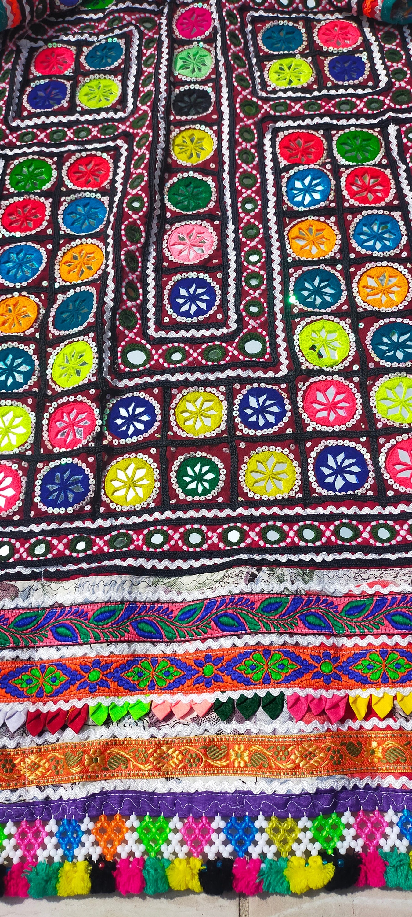 Beaded Mirror work Banjara Tunic Dress Made By The Meghwal Nomadic Tribe From Kutch, Gujarat - Festival Wear