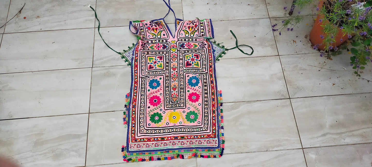 Hand-Stitched Beaded Mirror work Banjara Tunic Dress Made By The Meghwal Nomadic Tribe From Kutch, Gujarat