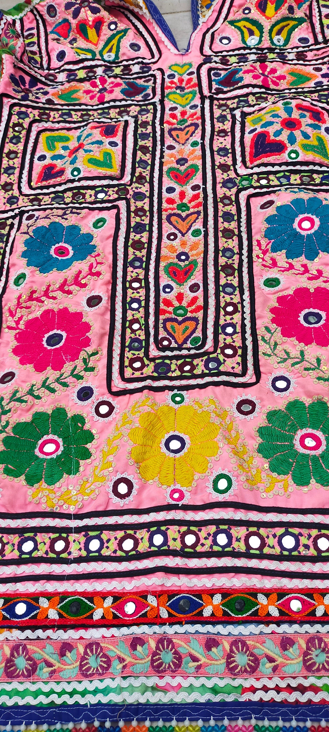 Hand-Stitched Beaded Mirror work Banjara Tunic Dress Made By The Meghwal Nomadic Tribe From Kutch, Gujarat