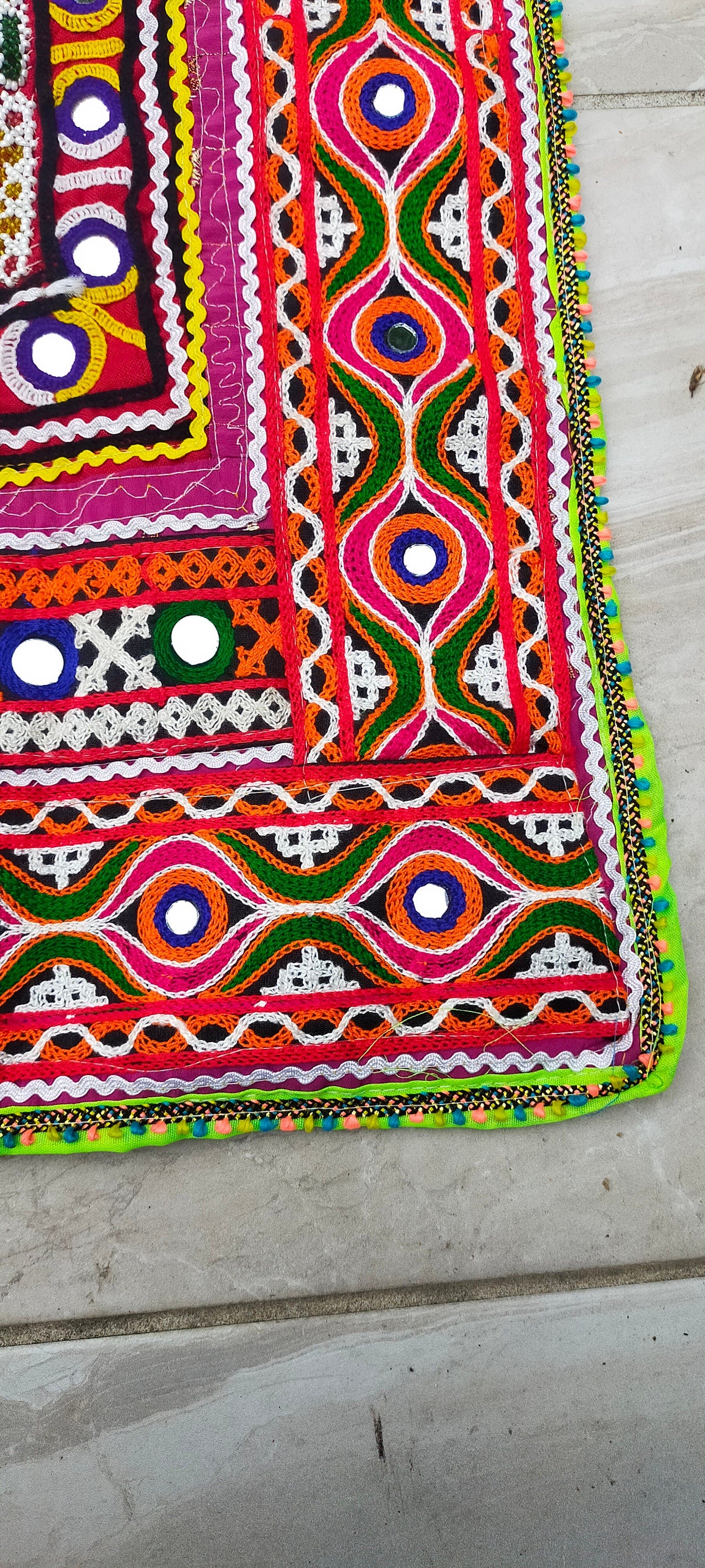 Beaded Mirror work Banjara Tunic Dress Made By The Meghwal Nomadic Tribe From Kutch, Gujarat - Hand-Stitched Embroidery