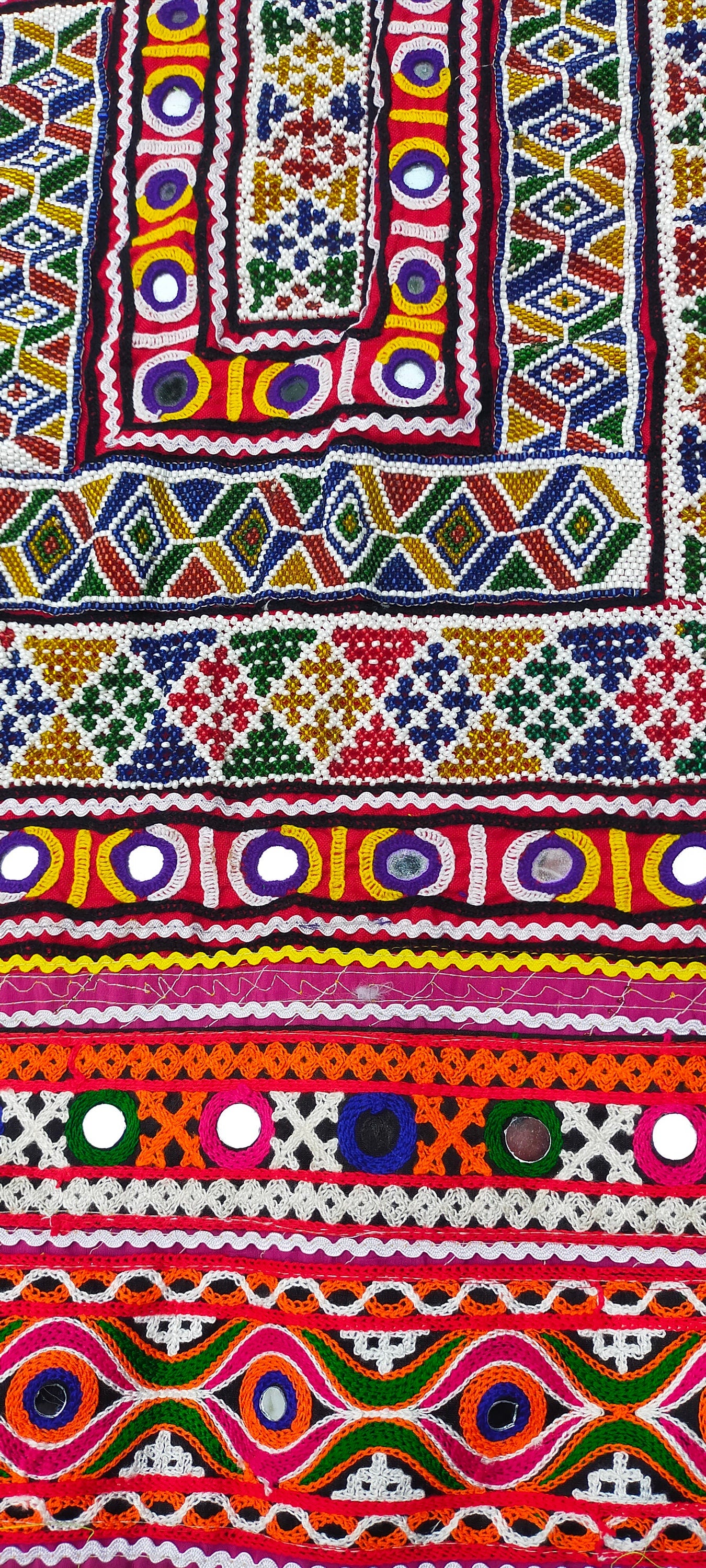 Beaded Mirror work Banjara Tunic Dress Made By The Meghwal Nomadic Tribe From Kutch, Gujarat - Hand-Stitched Embroidery
