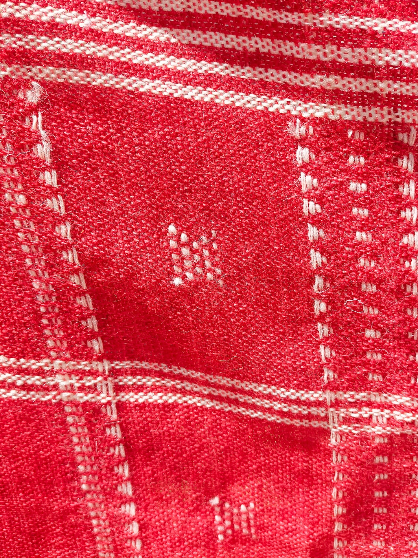 Handwoven Red And White Wool Shawl/Throw/Blanket From Kutch, Gujarat.