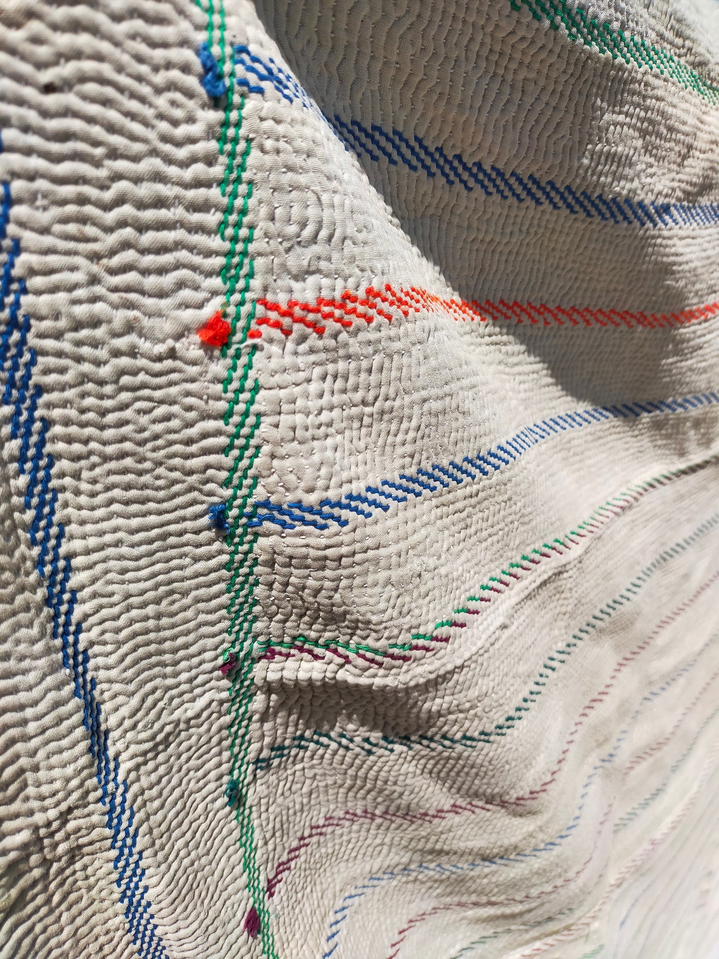 Vintage Hand Stitched Kantha Blanket From India - Handmade Quilt