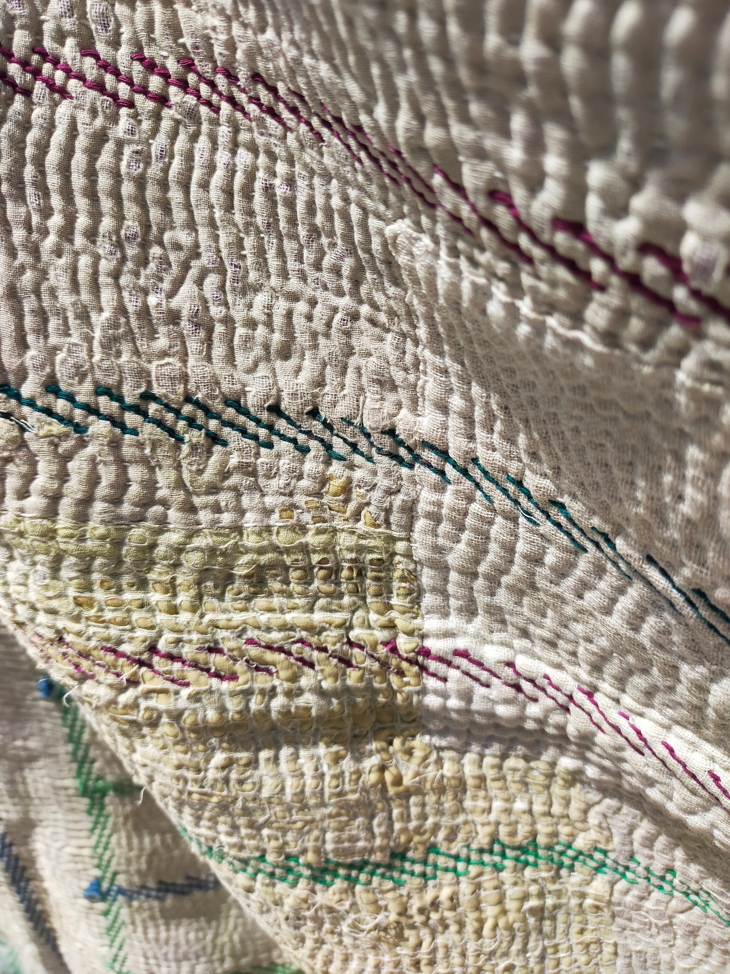 Vintage Hand Stitched Kantha Blanket From India - Handmade Quilt