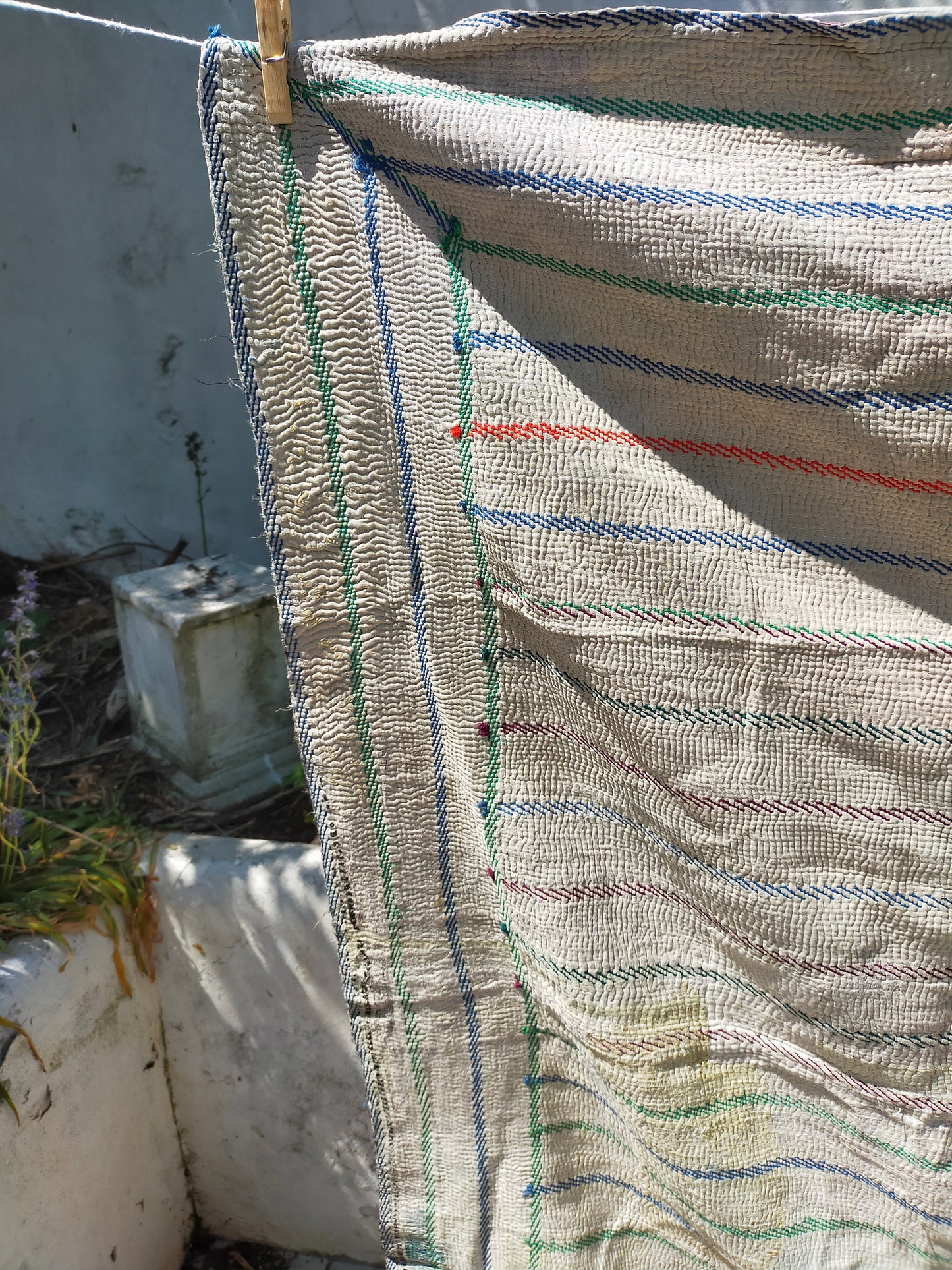Vintage Hand Stitched Kantha Blanket From India - Handmade Quilt