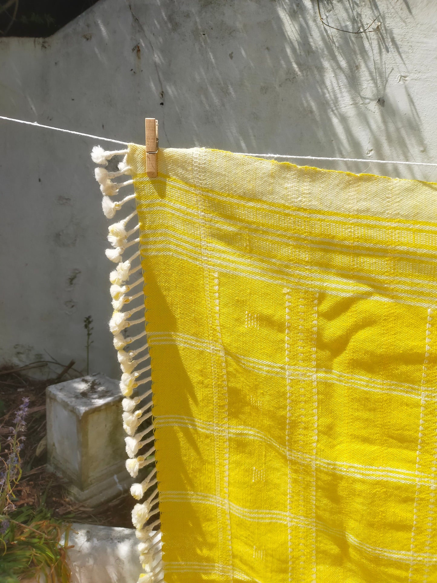 Handwoven Wool Shawl/Throw/Blanket From Kutch, Gujarat. Bright Yellow