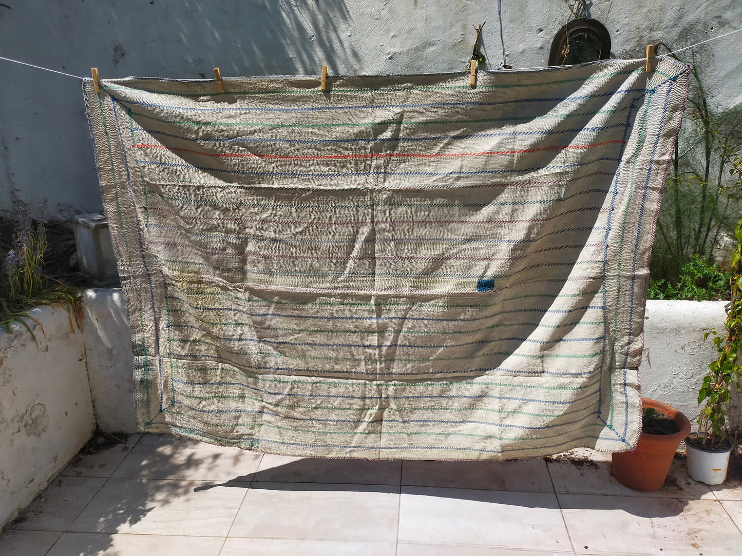 Vintage Hand Stitched Kantha Blanket From India - Handmade Quilt