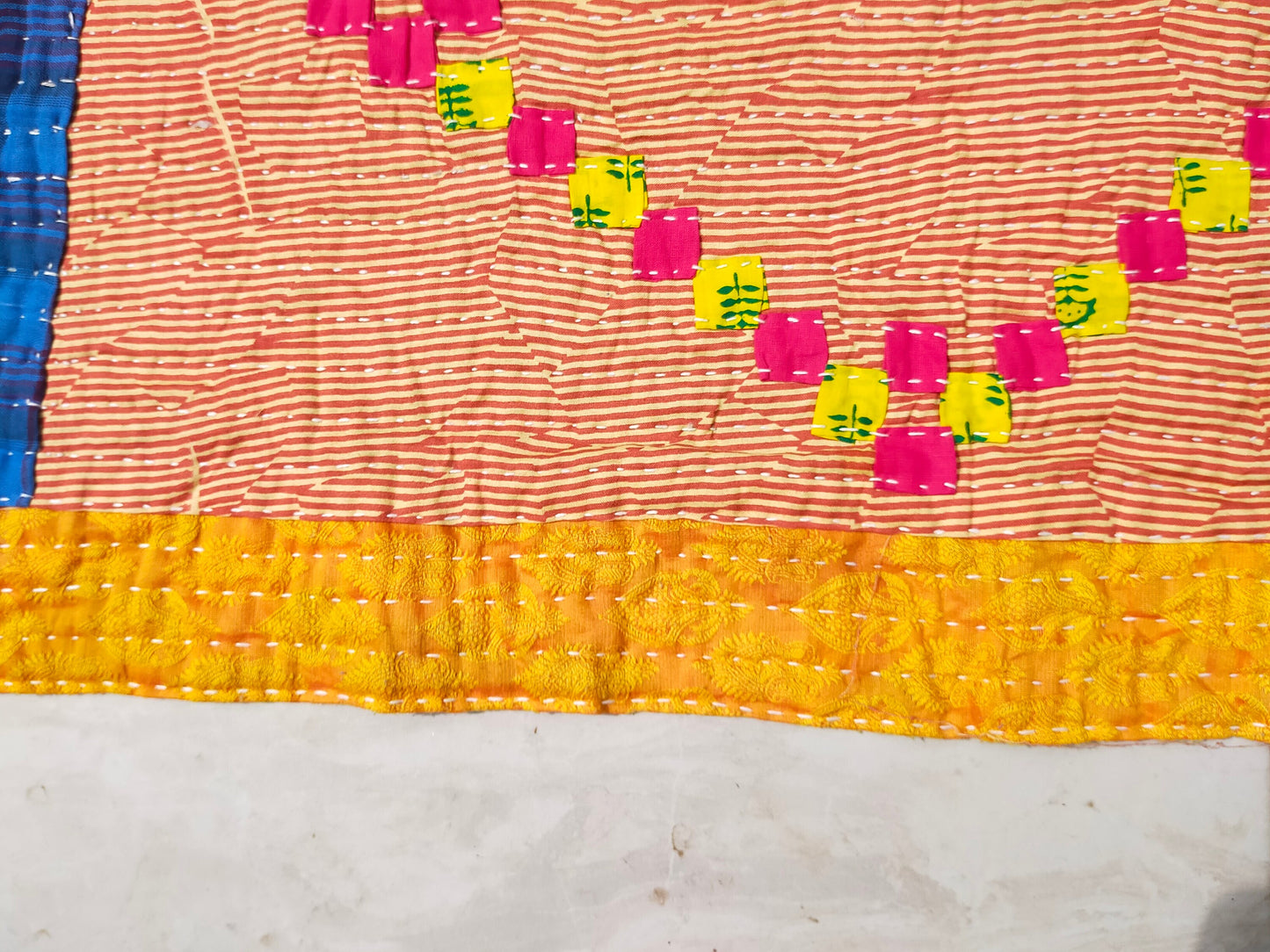 A Siddi Kawandi - A Patchwork Kantha Blanket Or Throw, Made With Recycled Cotton - Hand-Stitched By African Indian Women In India