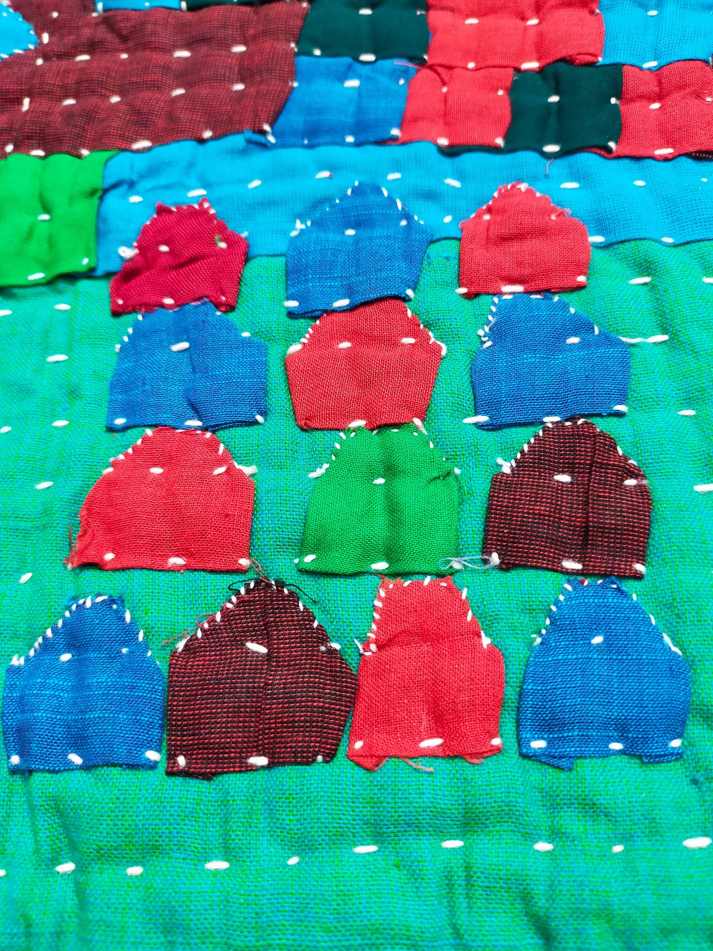 A Siddi Kawandi - A Patchwork Kantha Single Blanket Or Throw, Made With Upcycled Cotton - Hand-Stitched By Women In India