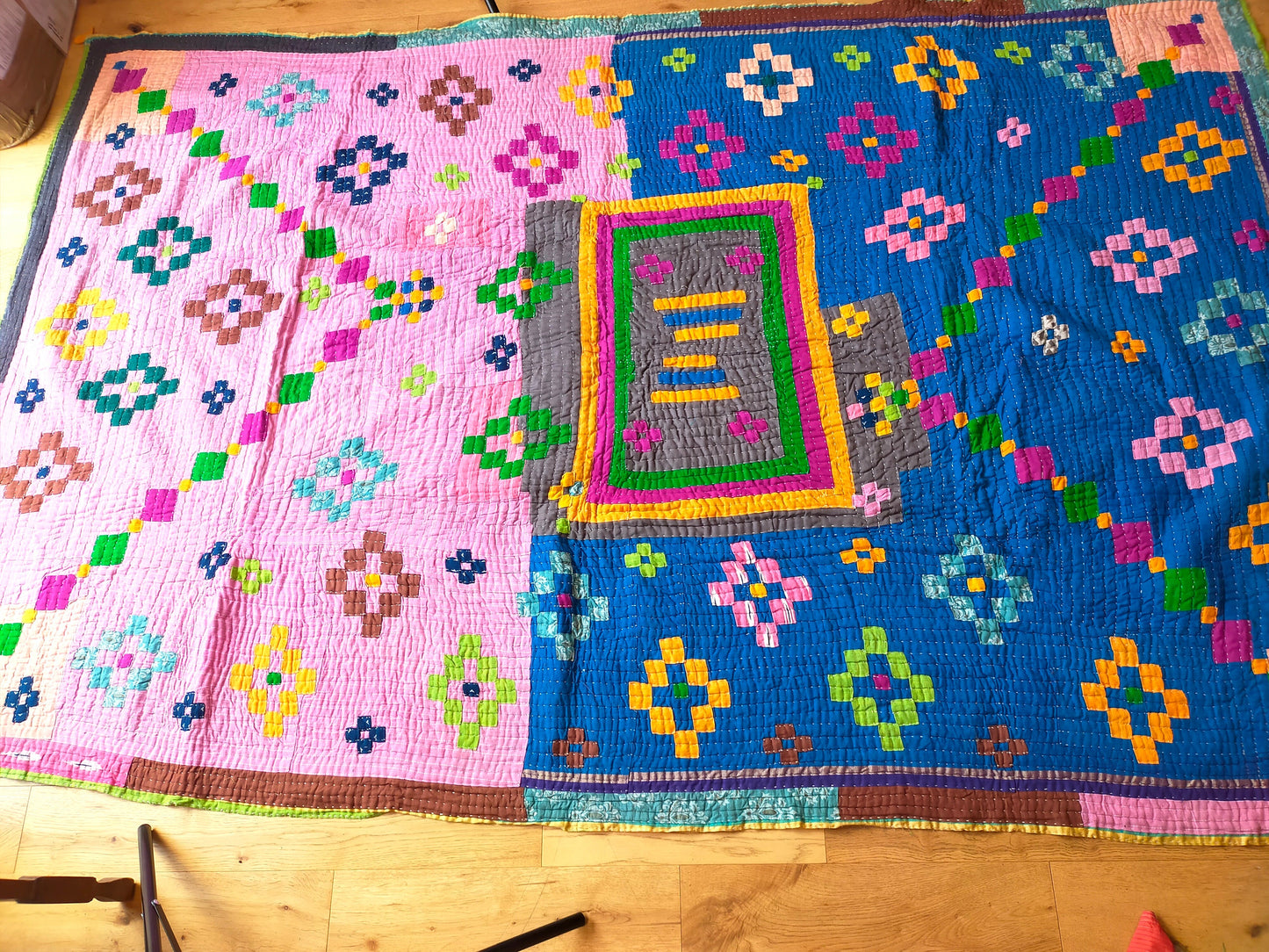 Siddi Kawandi - A Patchwork Kantha Single Blanket Or Throw, Made With Recycled Cotton - Hand-Stitched By African Indian Women In India