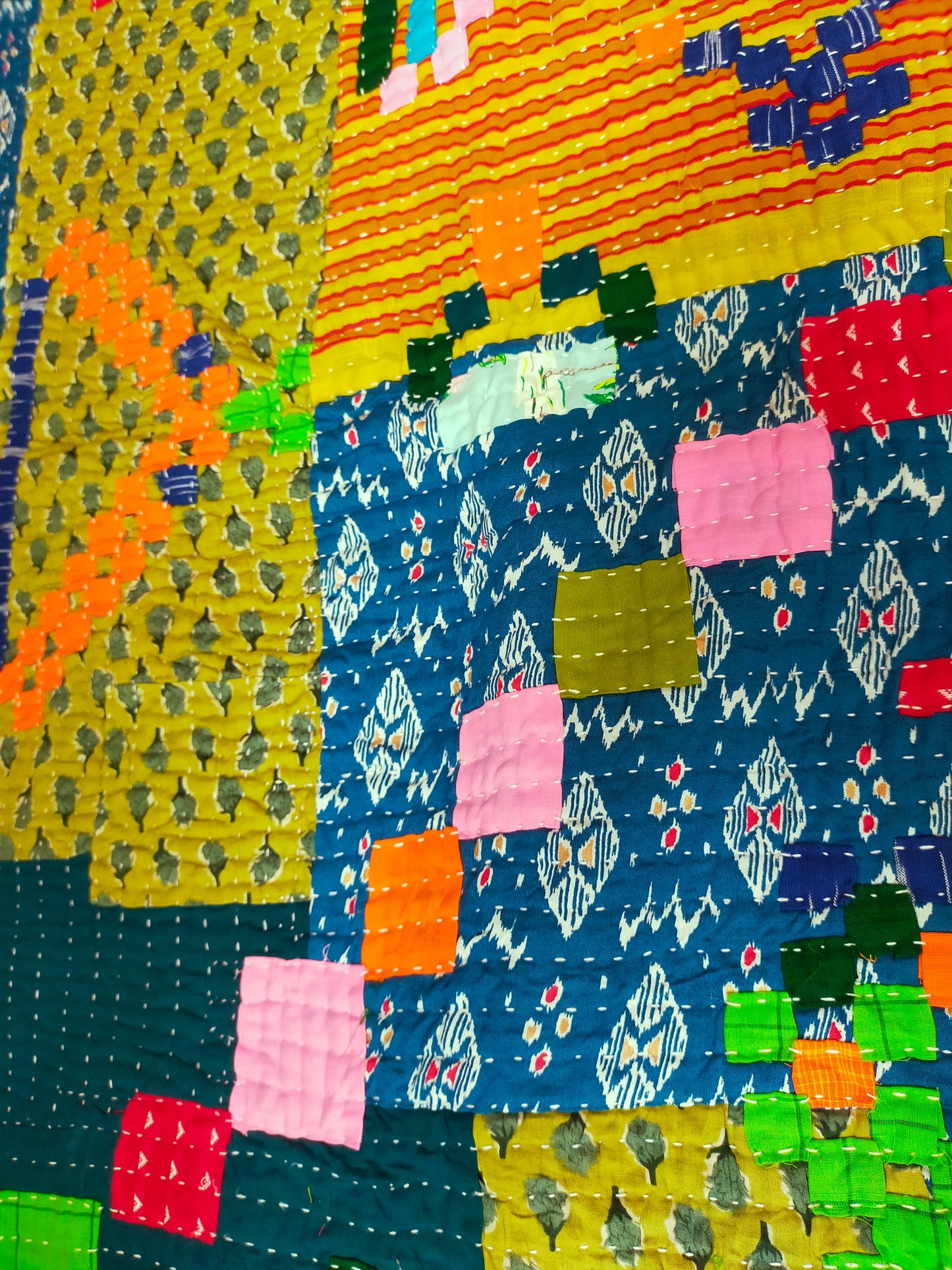 Siddi Kawandi - A Patchwork Kantha Blanket Or Throw, Made With Upcycled Cotton - Hand-Stitched By African Indian Women In India