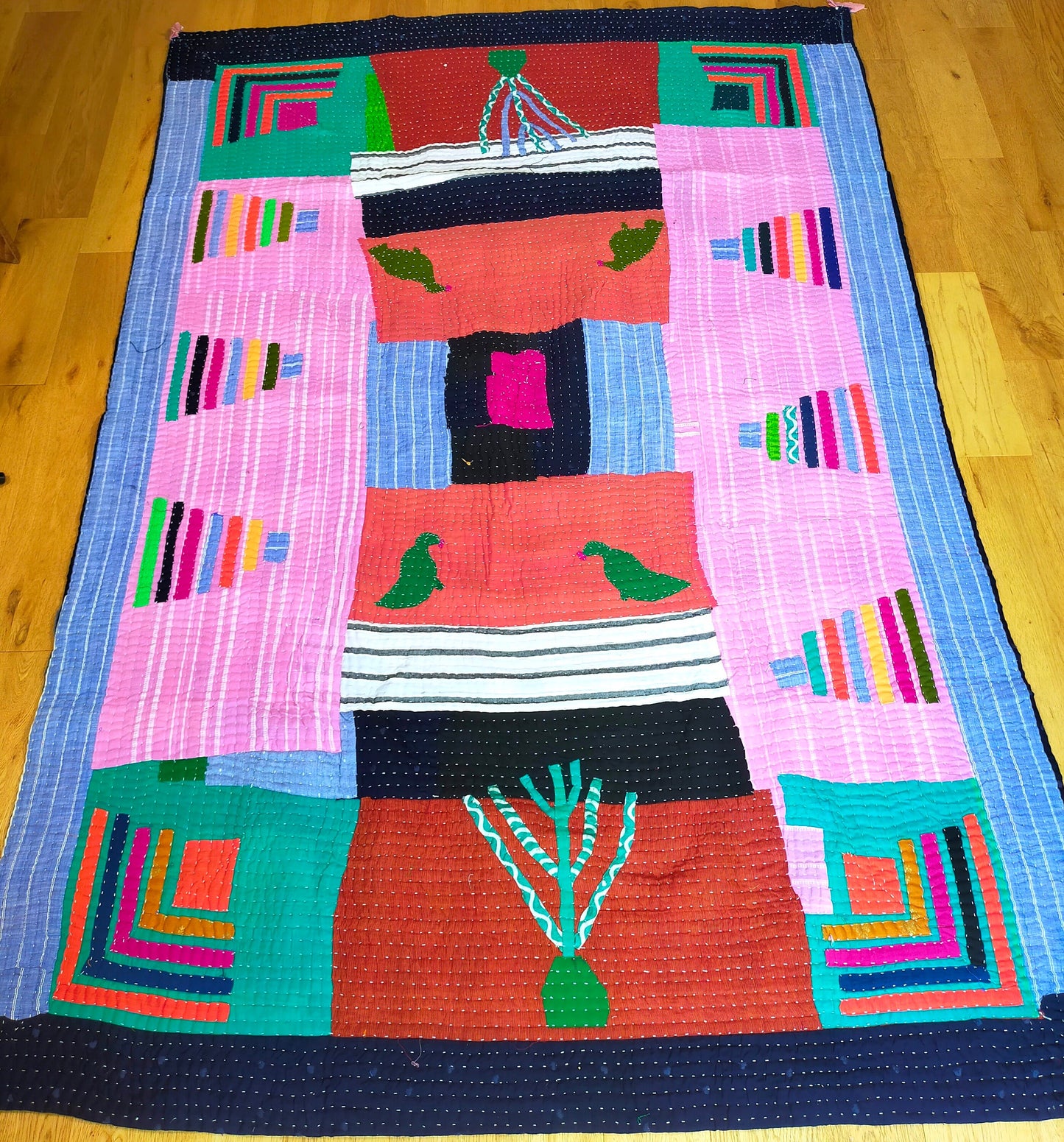Siddi Kavand Patchwork Quilt (Kawandi) Quilted Blanket Hand Stitched By African Indian Women In India