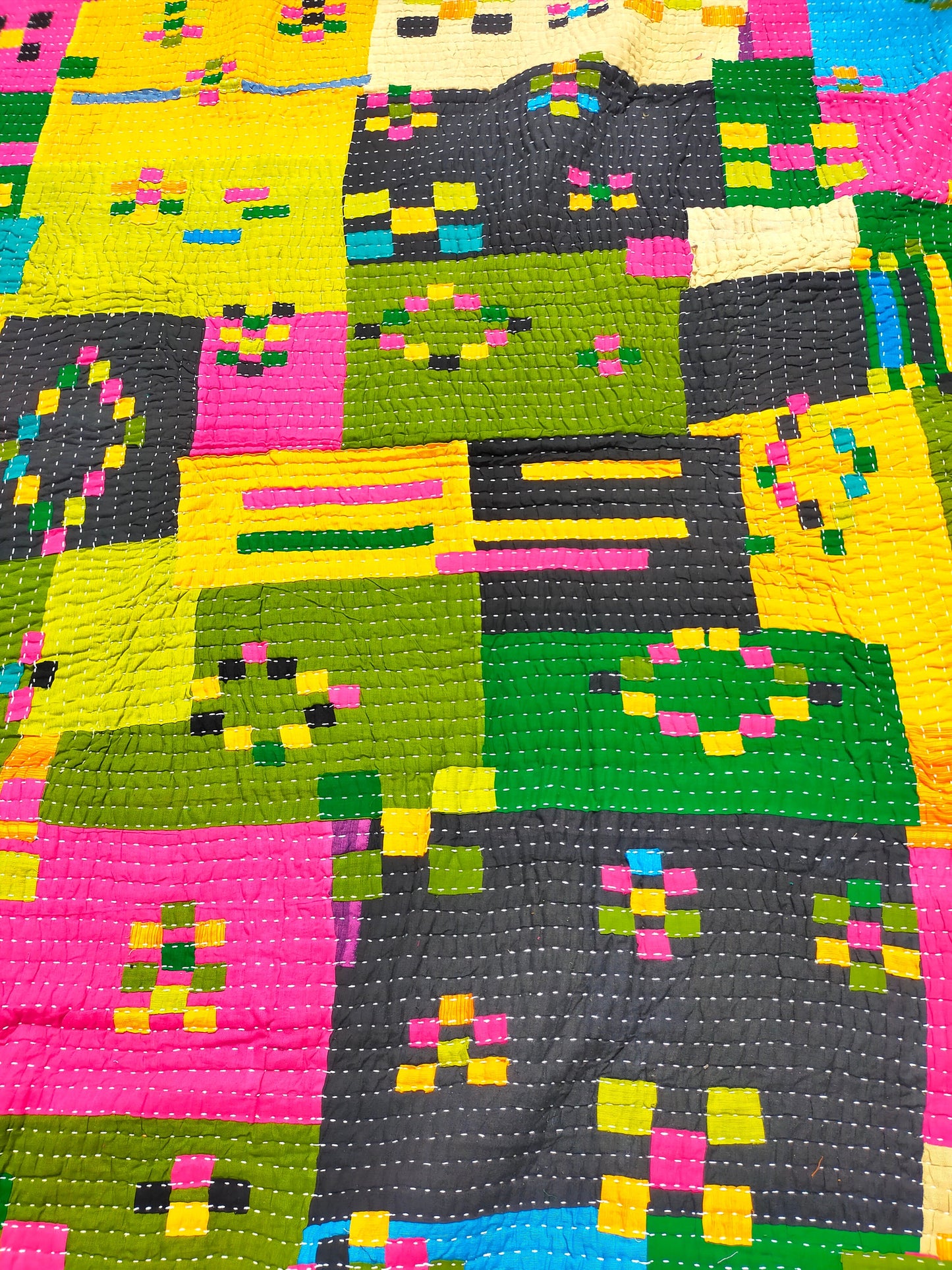 Siddi Patchwork Quilt (Kawandi) Quilted Blanket Hand Stitched By African Indian Women In India