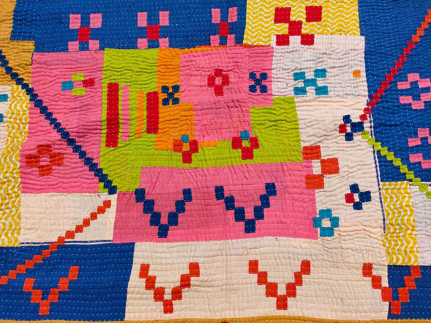 Siddi Tribal Patchwork Quilt (Kawandi) Quilted Blanket Hand Stitched By African Indian Women In India