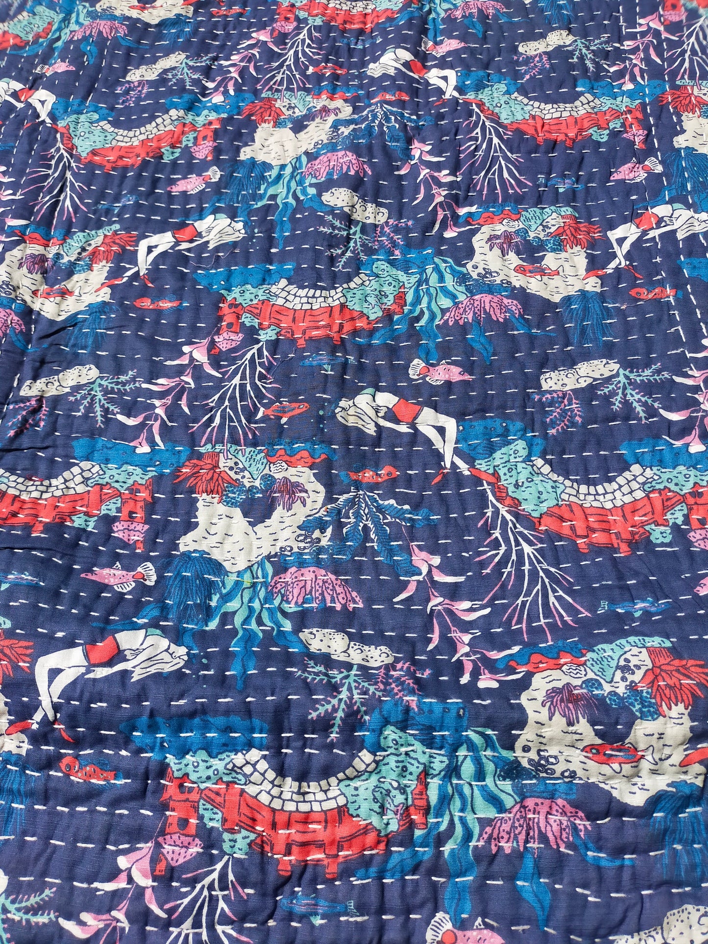Siddi Kawandi - A Patchwork Kantha Single Blanket Or Throw, Made With Upcycled Cotton - Hand-Stitched By African Indian Women In India