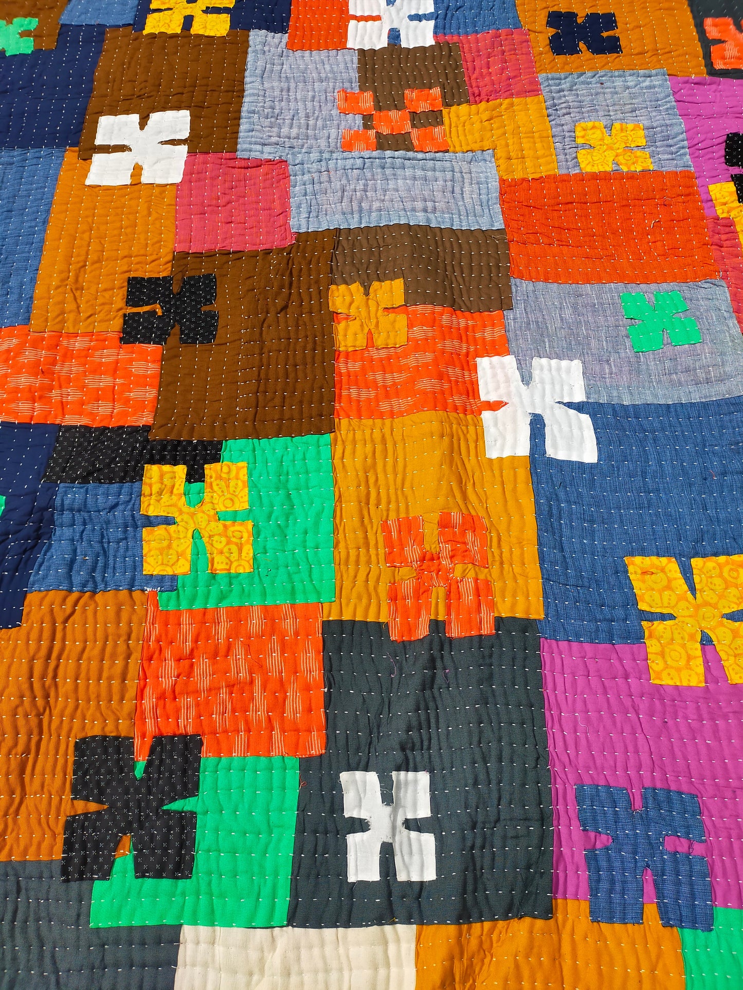 Siddi Kavand - Patchwork Double Blanket, Made With Recycled Cotton Offcuts - Hand-Stitched By African Indian Women In India